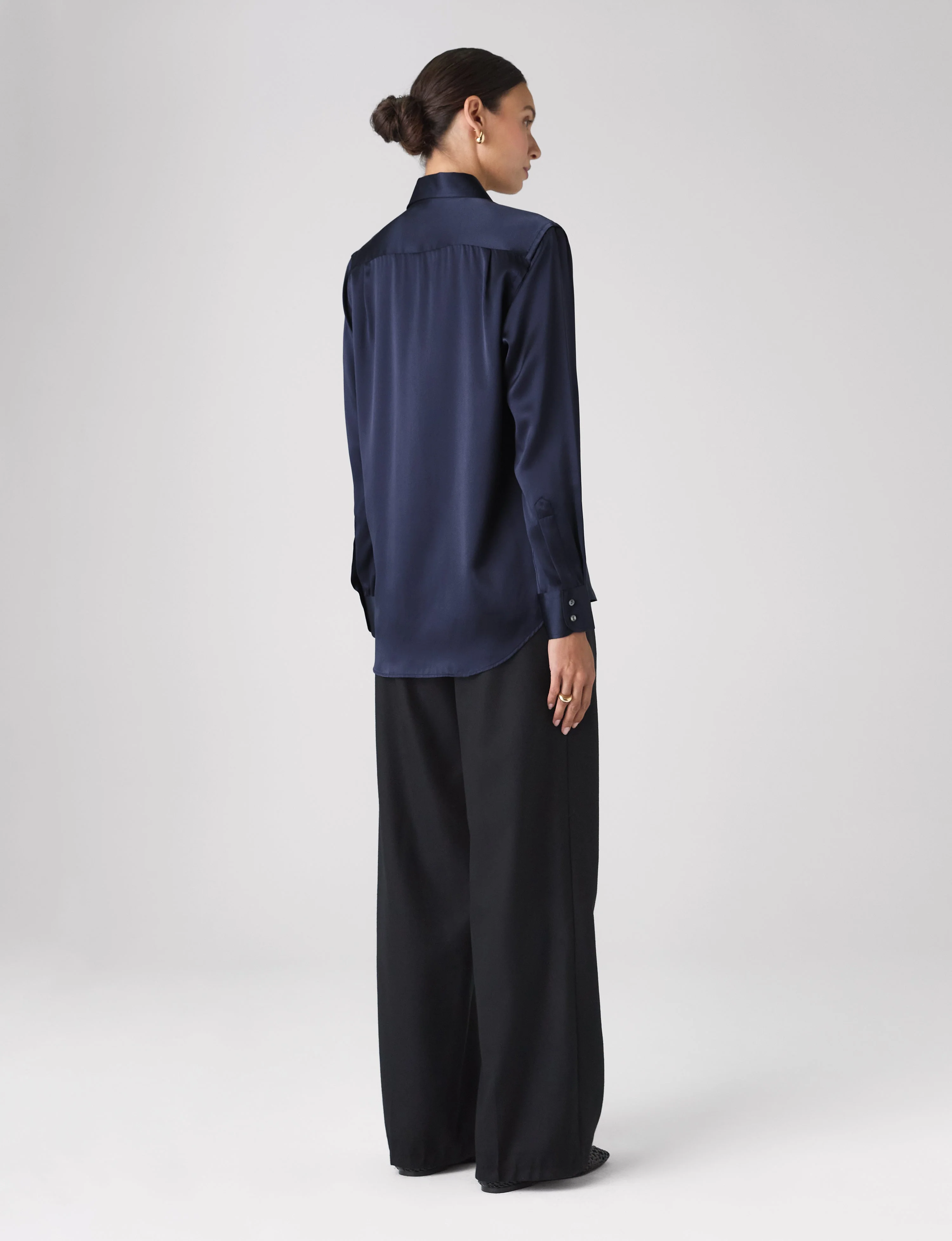 The Boyfriend: Silk Satin, Navy - With Nothing Underneath