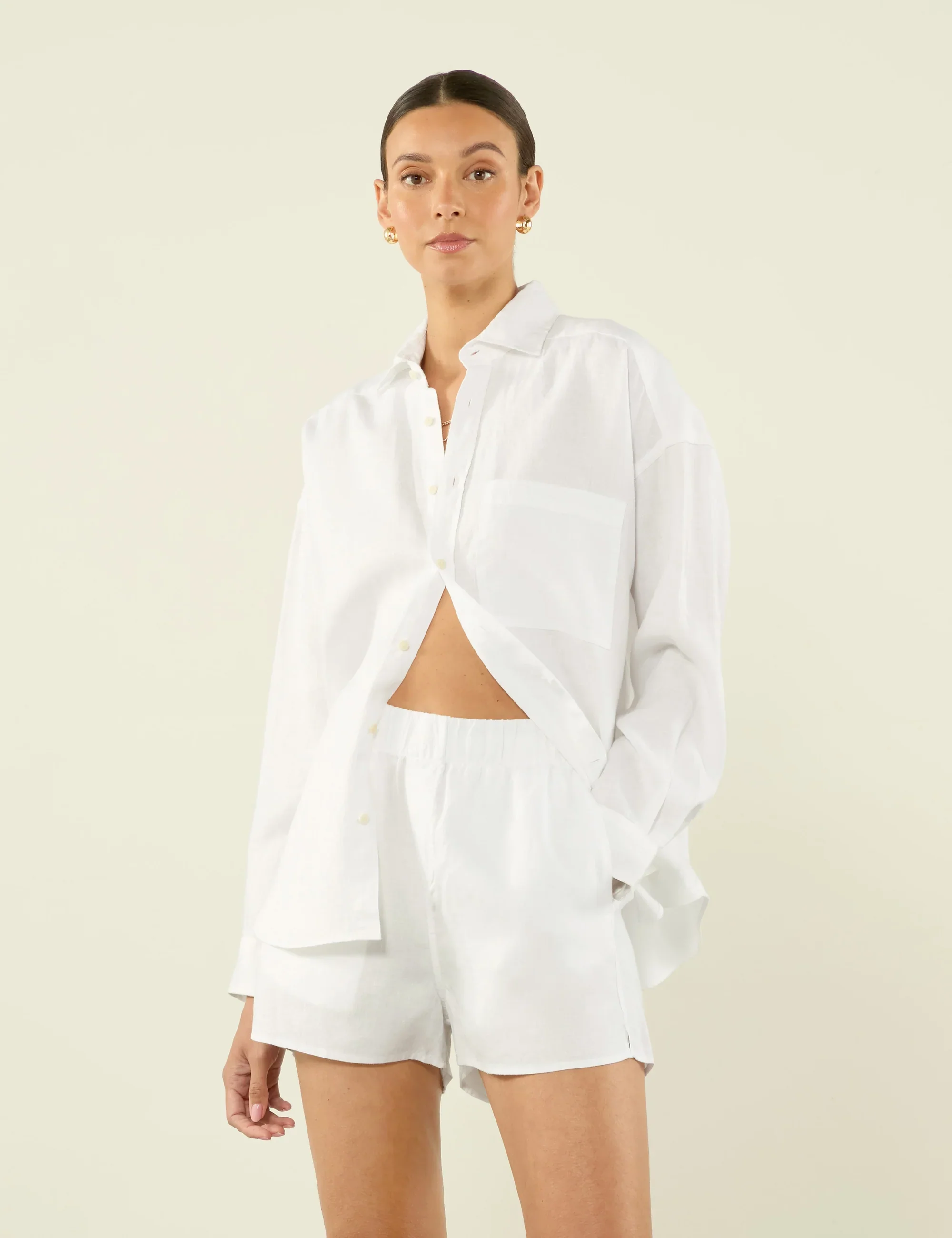 The Boxer: Hemp, White - With Nothing Underneath