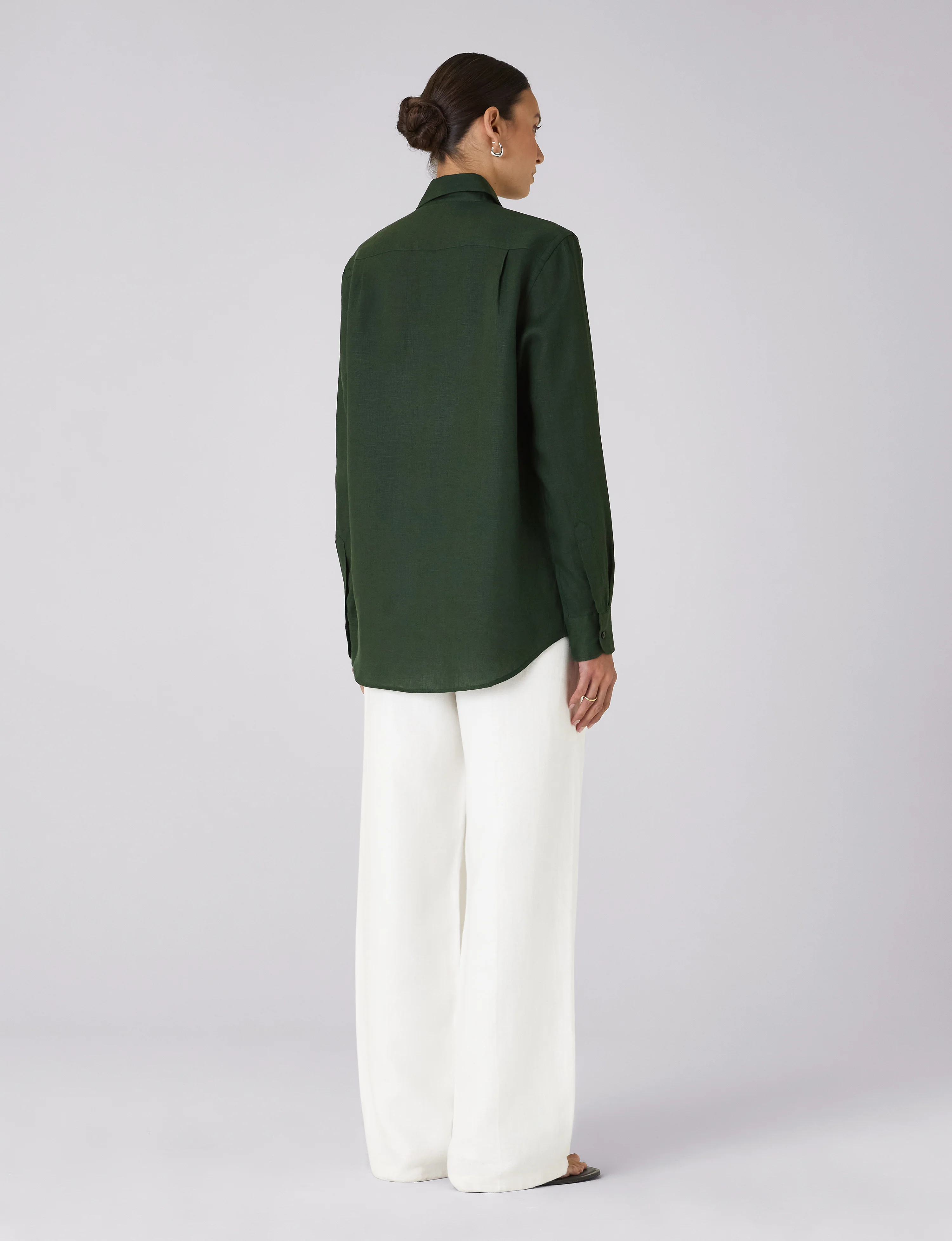 The Boyfriend: Linen, Hunter Green - With Nothing Underneath