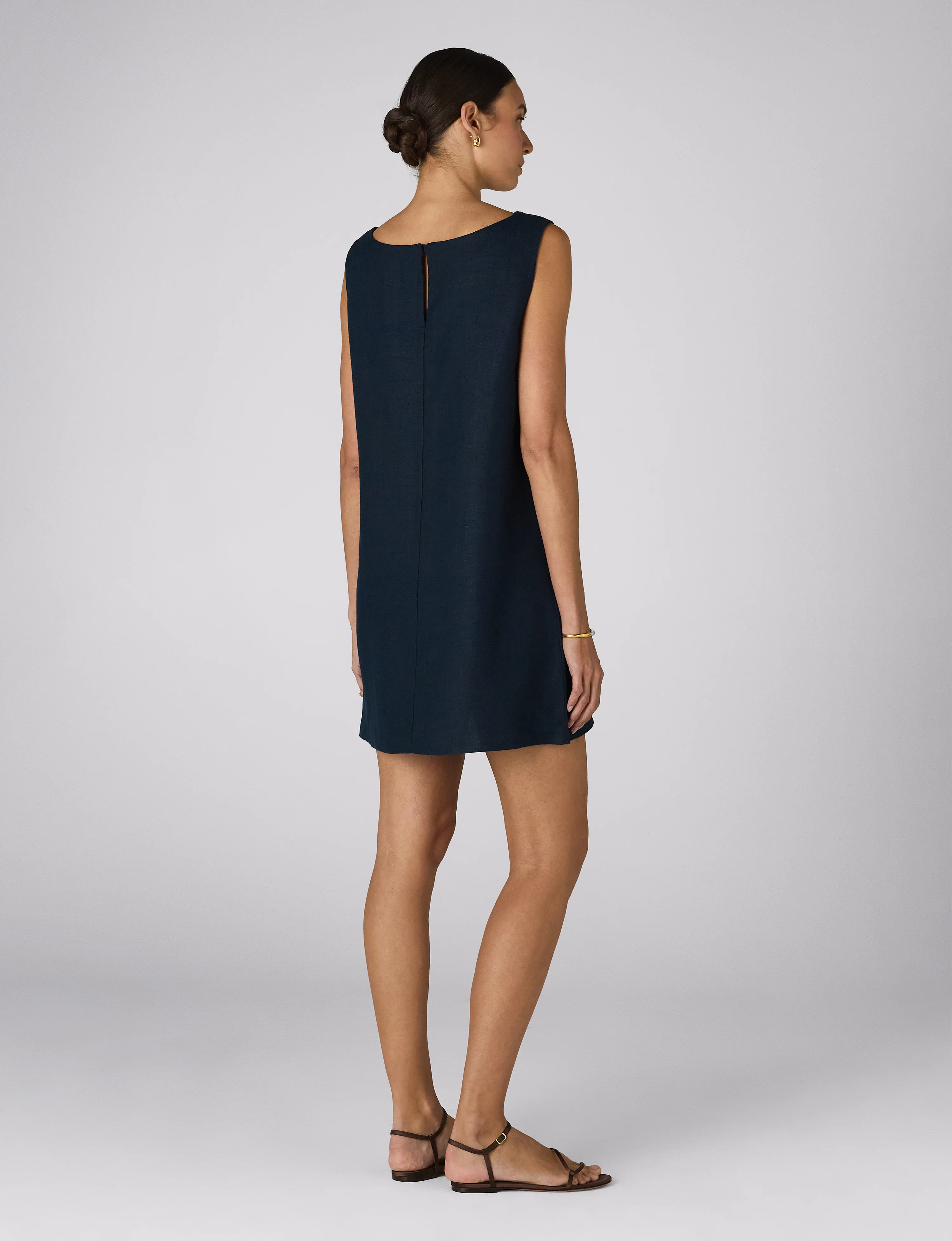 Jackie Dress: Linen, Navy Blue - With Nothing Underneath