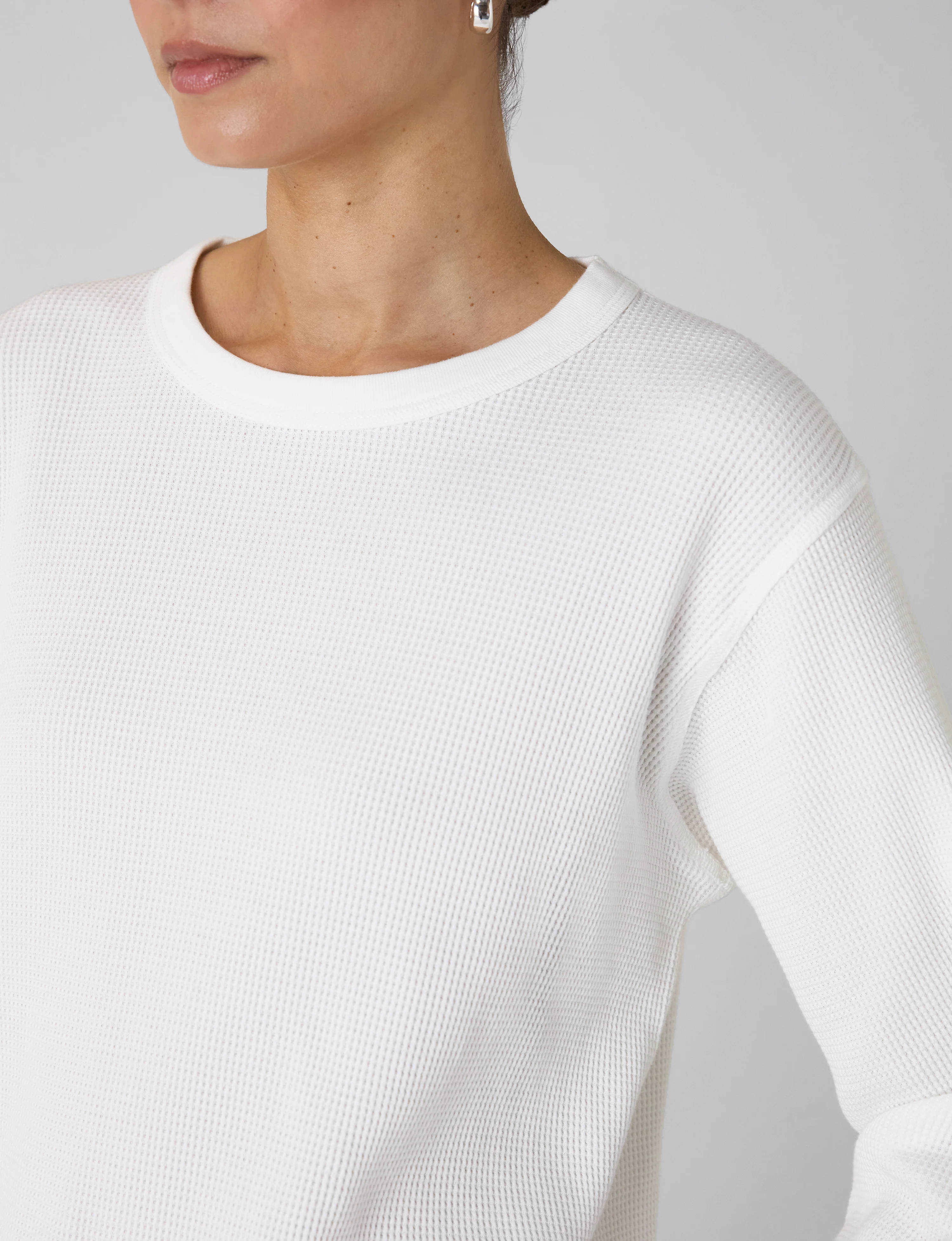 Bessette Top: Waffle Jersey, Off-White - With Nothing Underneath