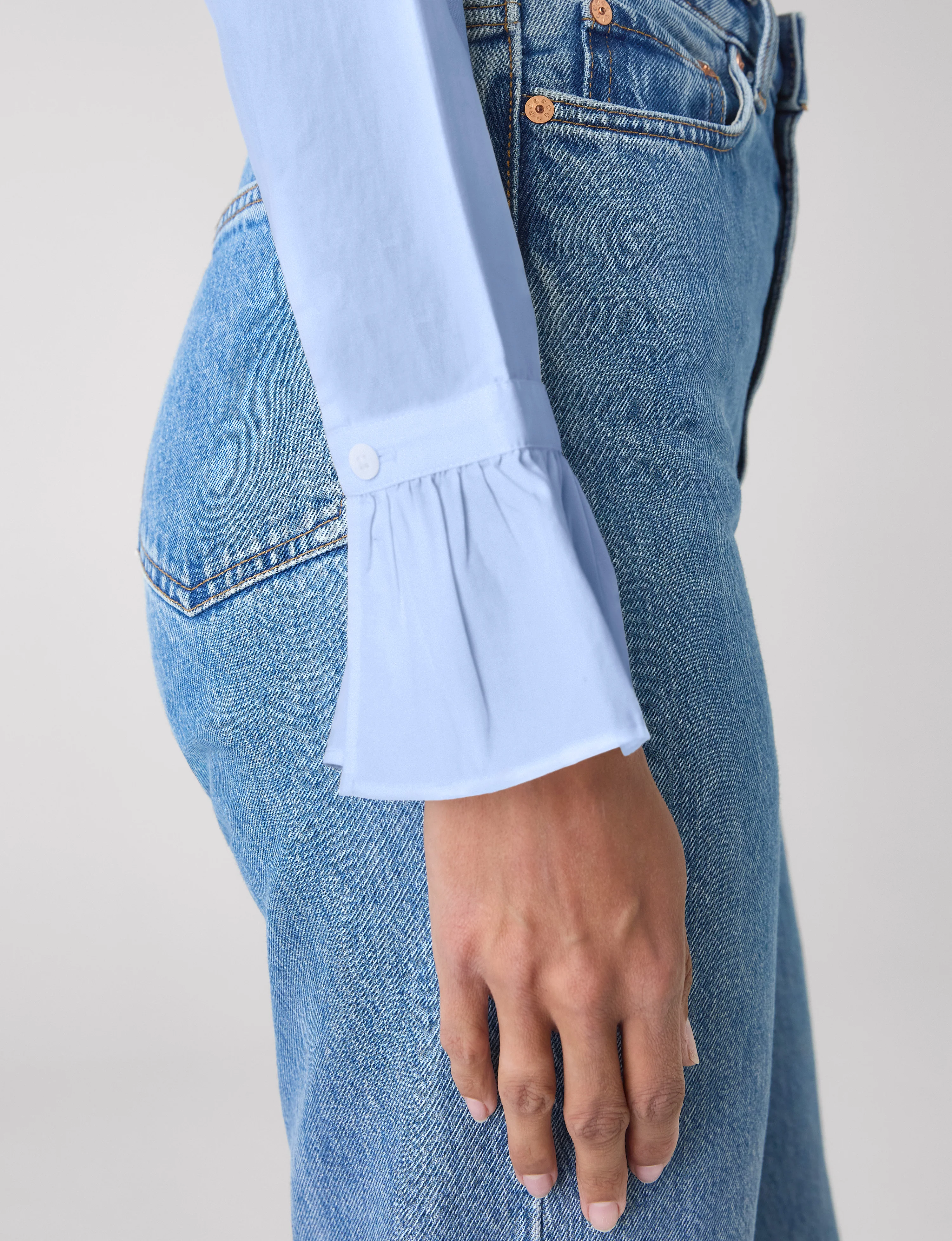 Kew Blouse: Fine Poplin, Sky Blue - With Nothing Underneath