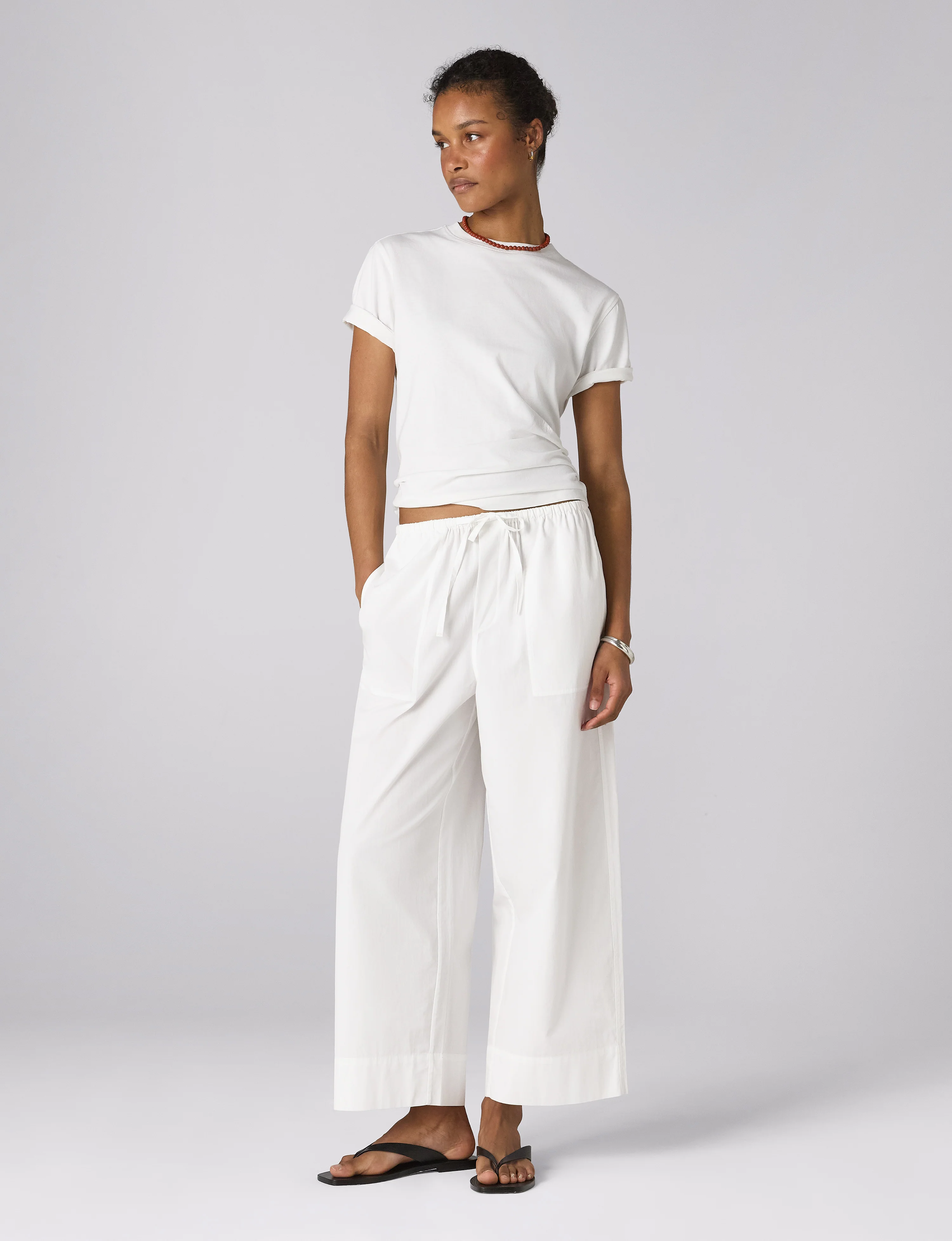 Sifnos Trousers: Fine Poplin, White x Lucy Williams - With Nothing Underneath