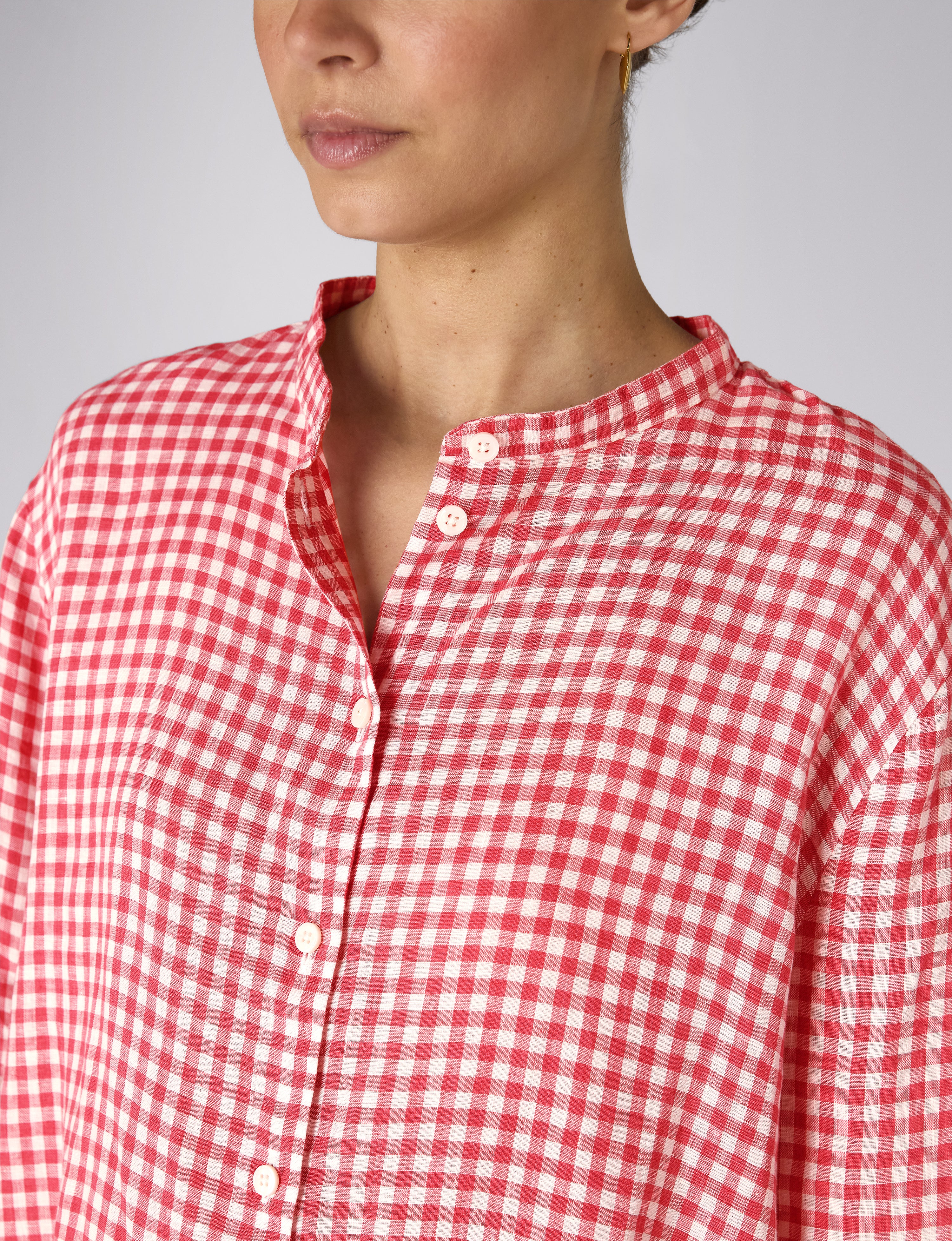 Rye Blouse: Linen, Post Box Red Gingham - With Nothing Underneath