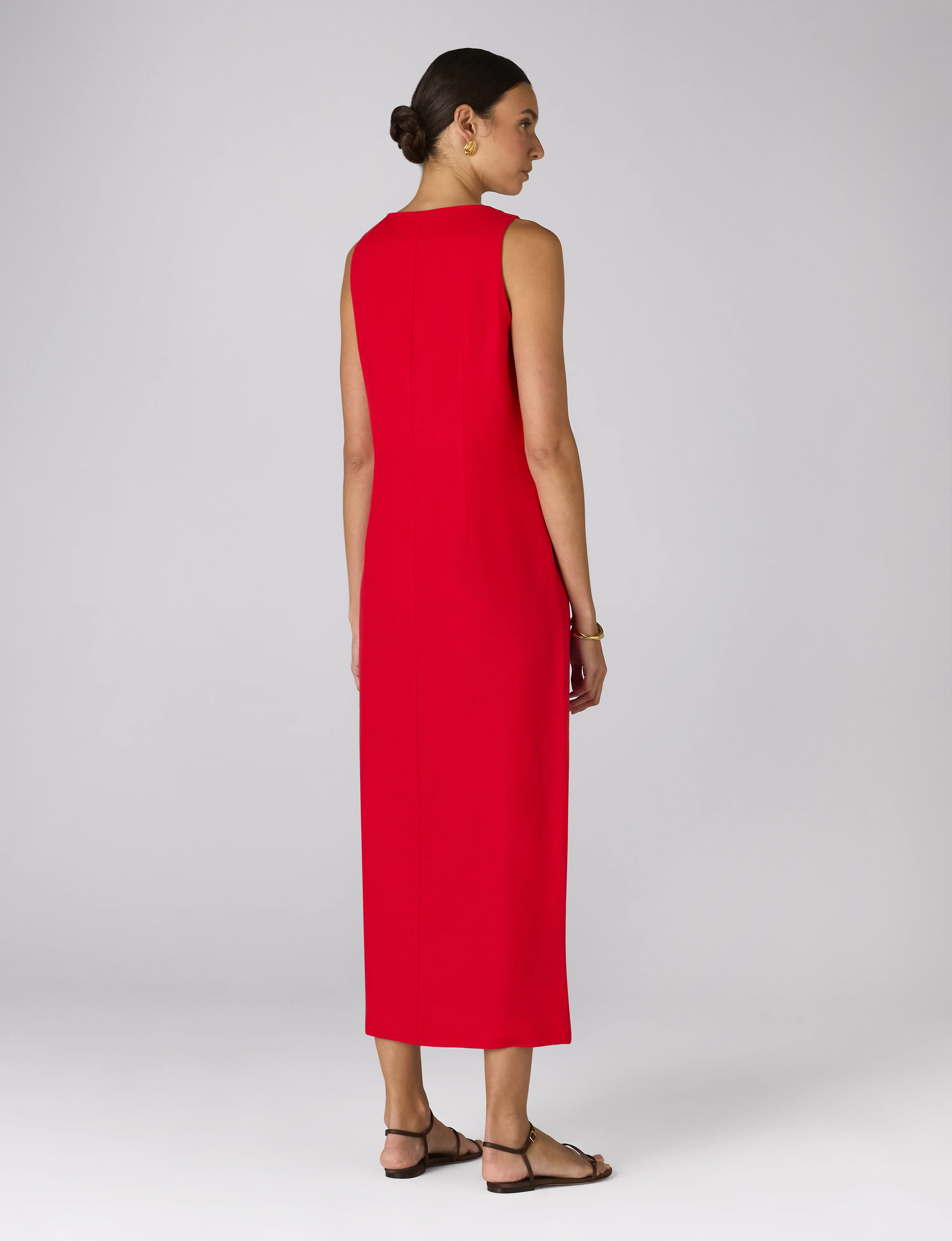 Birley Dress: Linen, Red - With Nothing Underneath