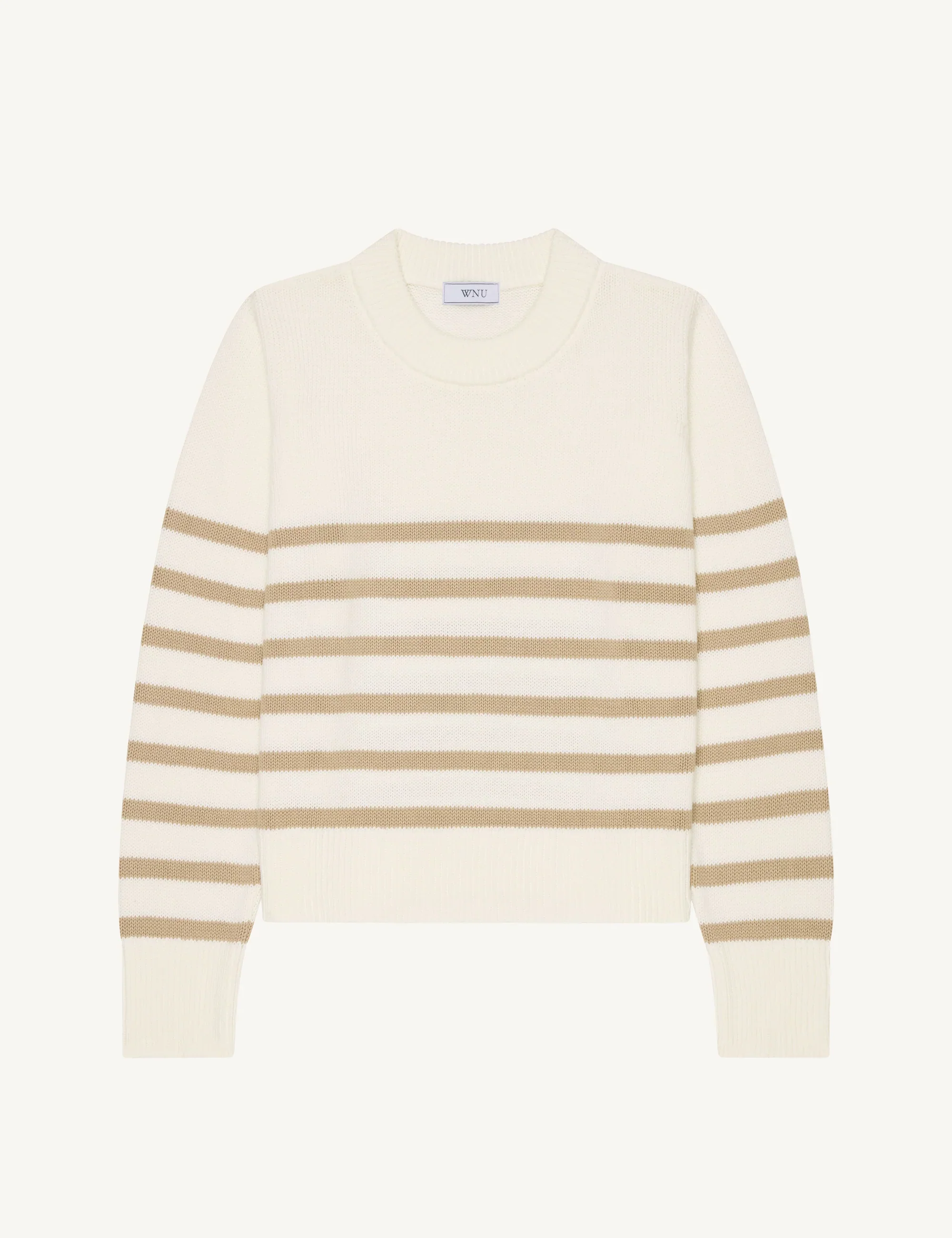 Devon Jumper: Cotton, Latte Stripe - With Nothing Underneath