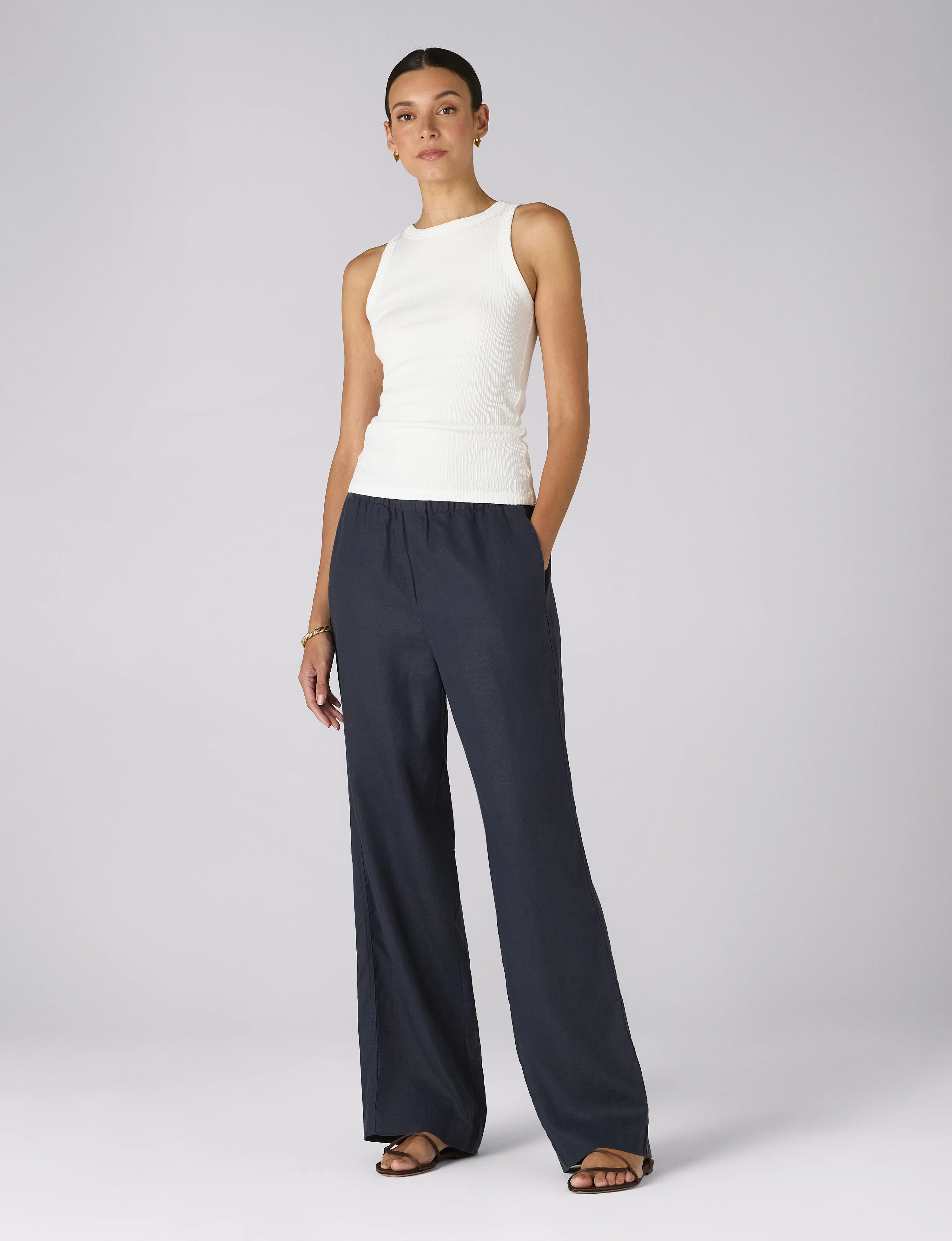 The Palazzo: Hemp, Navy - With Nothing Underneath