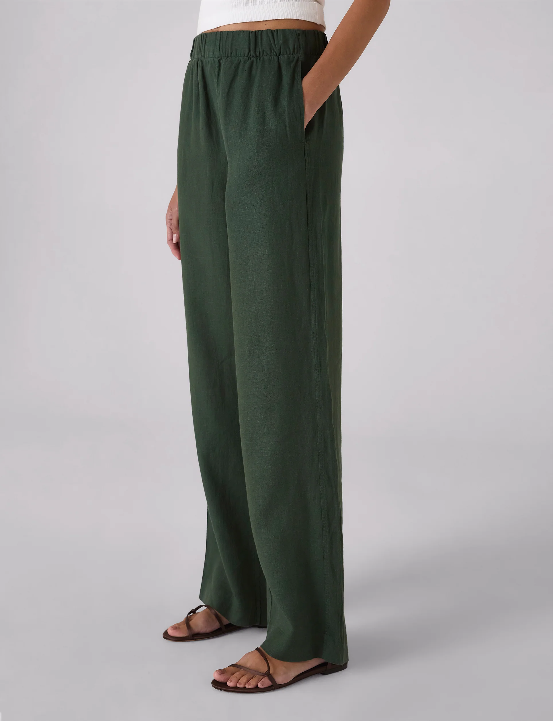 The Palazzo: Linen, Hunter Green - With Nothing Underneath