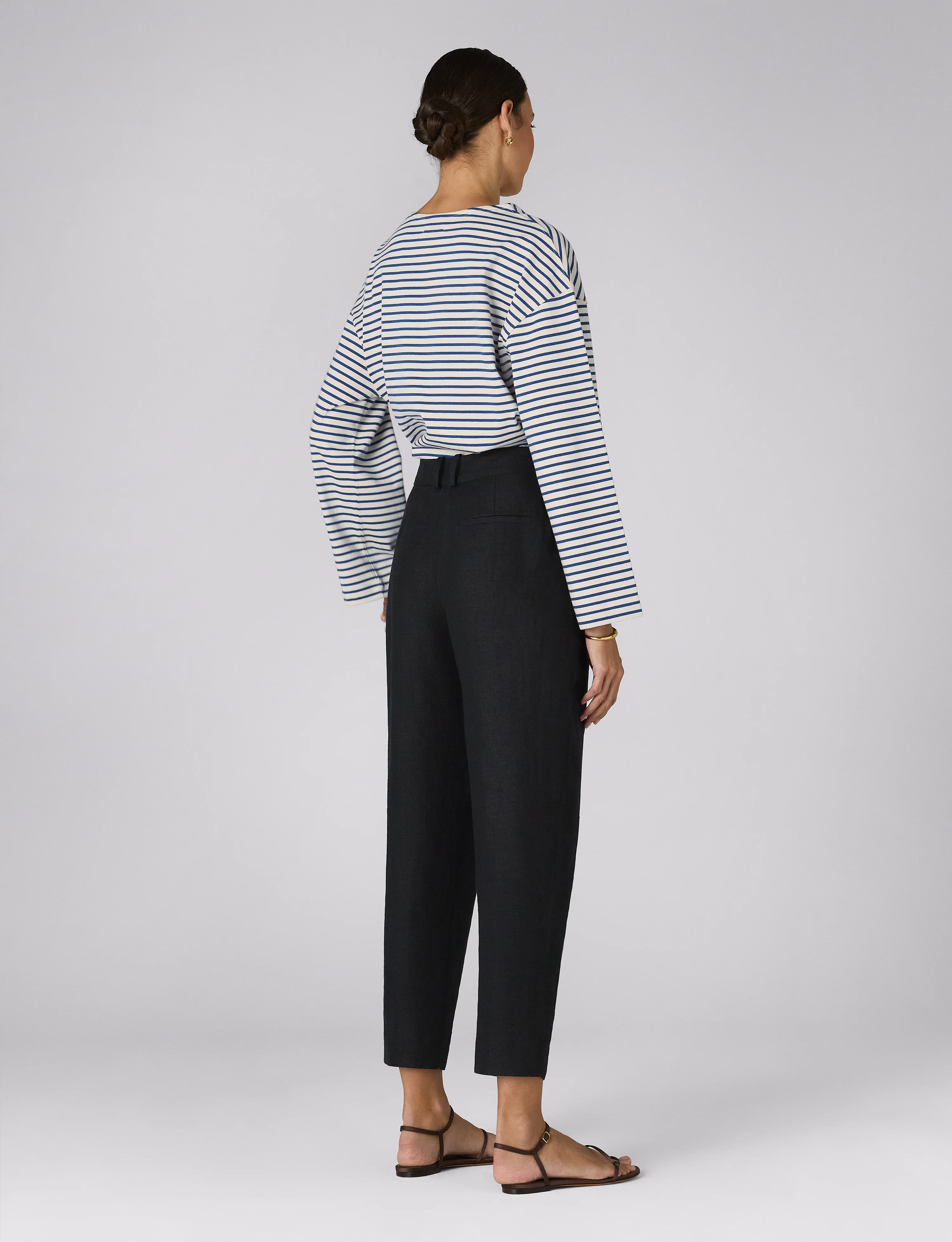 Christy Tapered Trouser: Linen, Black - With Nothing Underneath