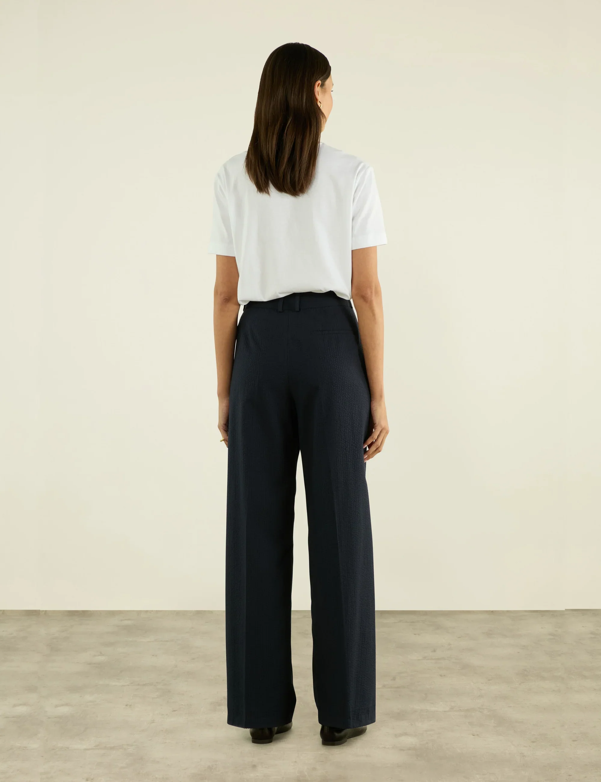 Rampling Trouser: Seersucker, Navy Blue - With Nothing Underneath