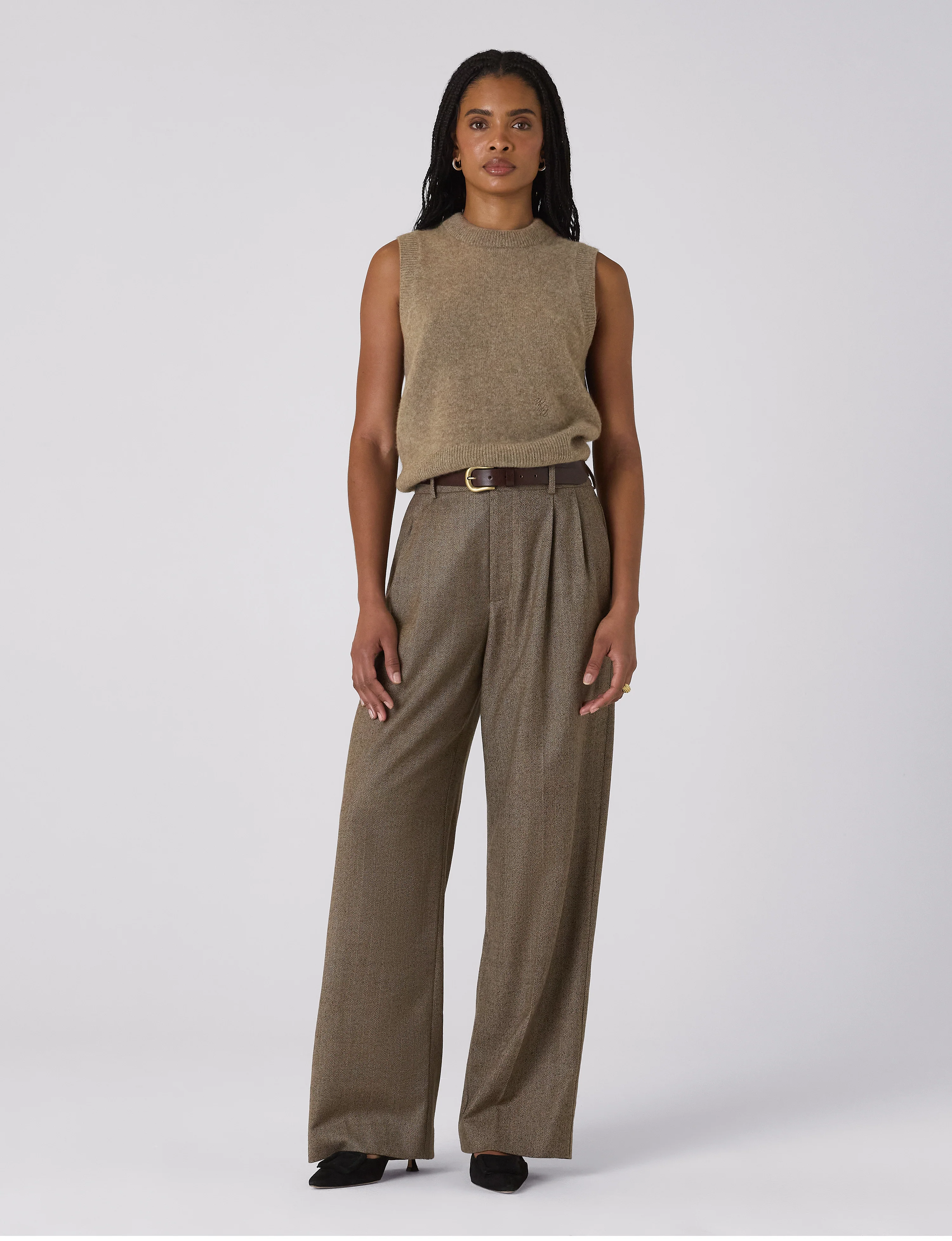 Rampling Trouser: Wool, Coffee Herringbone - With Nothing Underneath