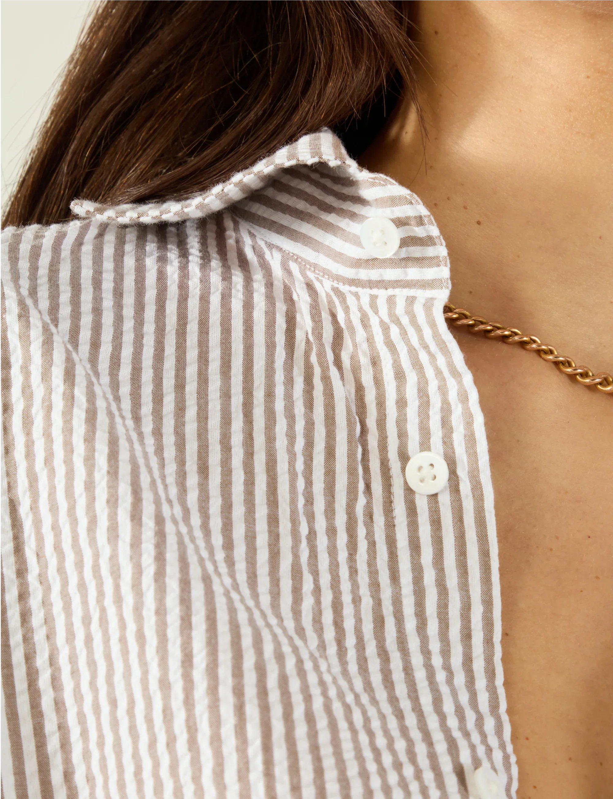 The Weekend: Seersucker, Mocha Stripe - With Nothing Underneath
