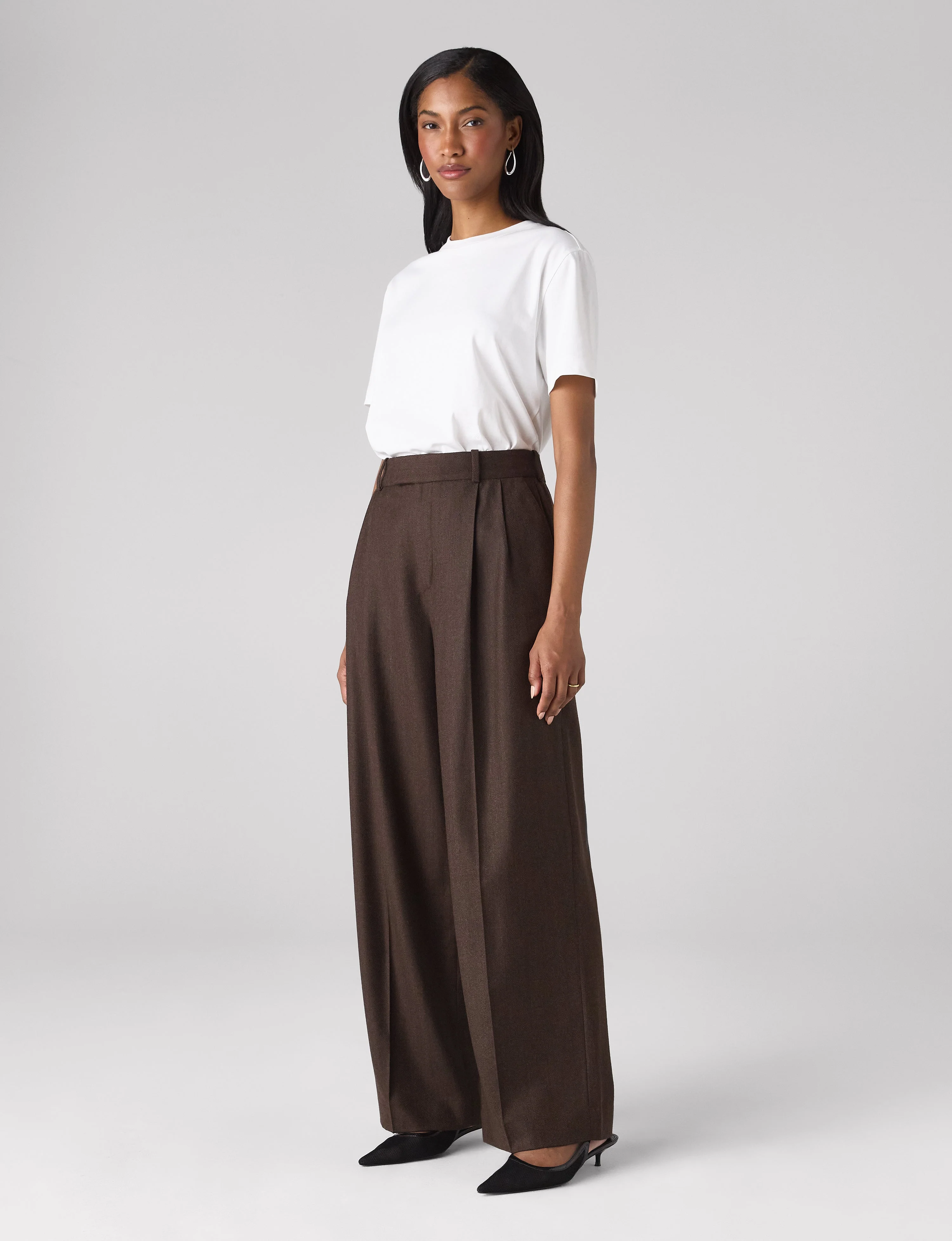 Rampling Trouser: Wool, Dark Brown Herringbone - With Nothing Underneath