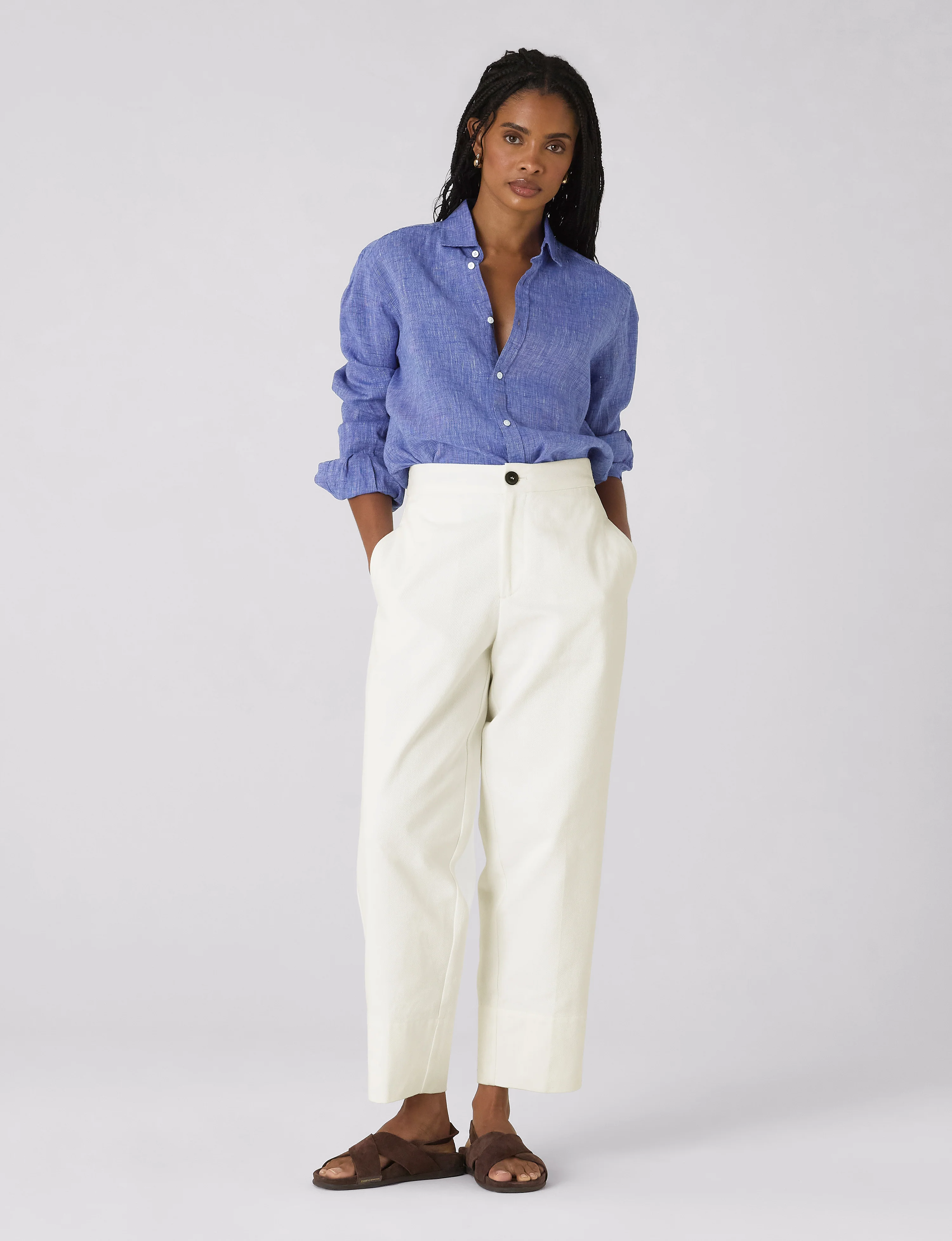 Chartwell Trouser: Cotton Twill, Off White - With Nothing Underneath