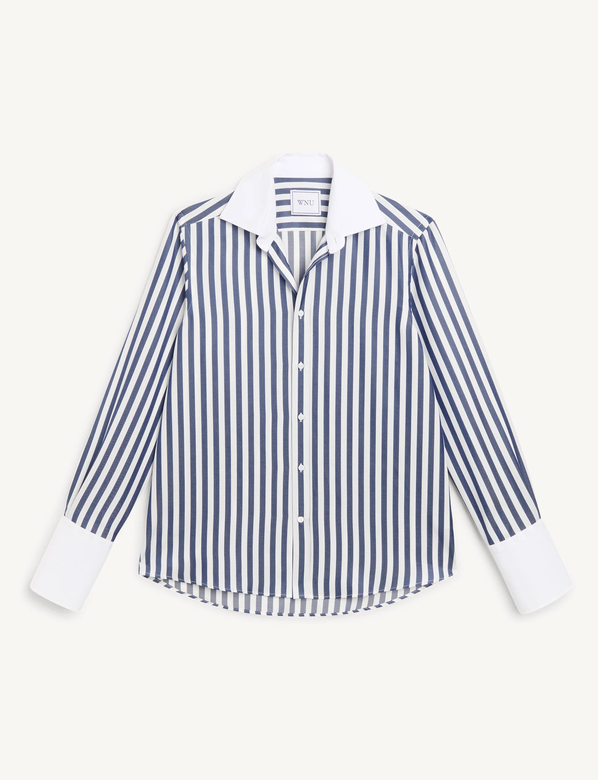 The Boyfriend Contrast Exaggerated Cuff: TENCEL™ Lyocell, Navy Blue Stripe - With Nothing Underneath