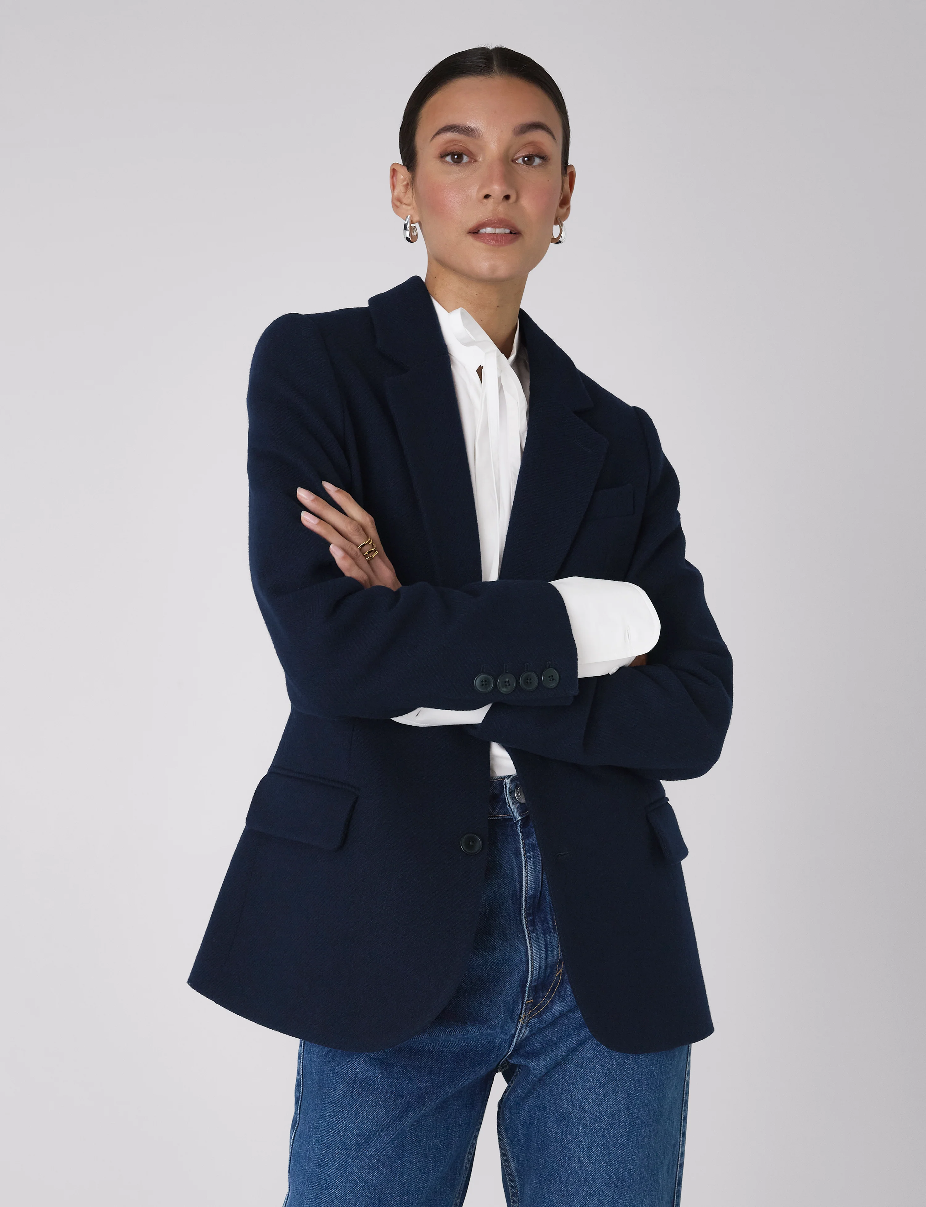 Hutton Blazer: Wool, Navy Blue - With Nothing Underneath