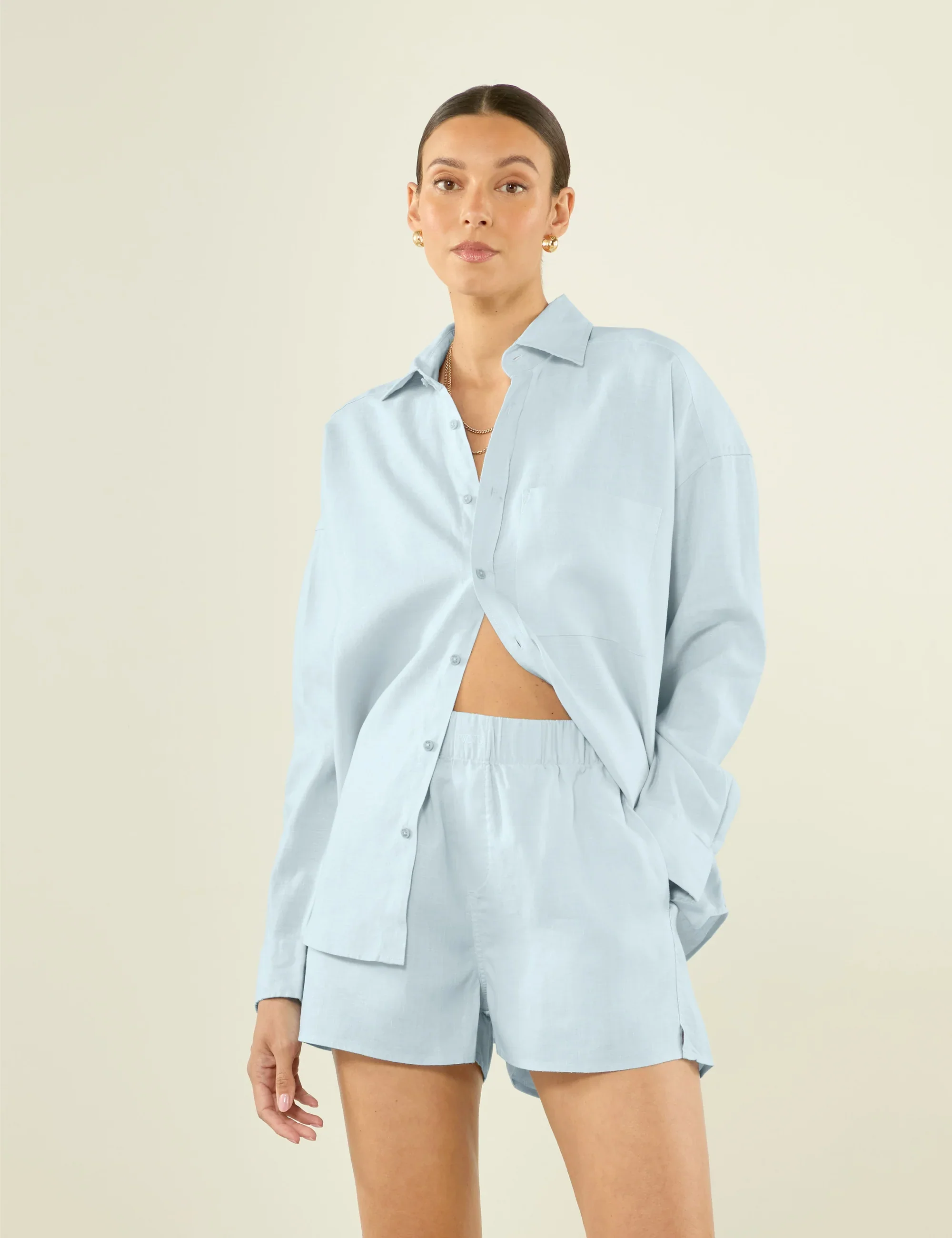 The Boxer: Hemp, Periwinkle Blue - With Nothing Underneath