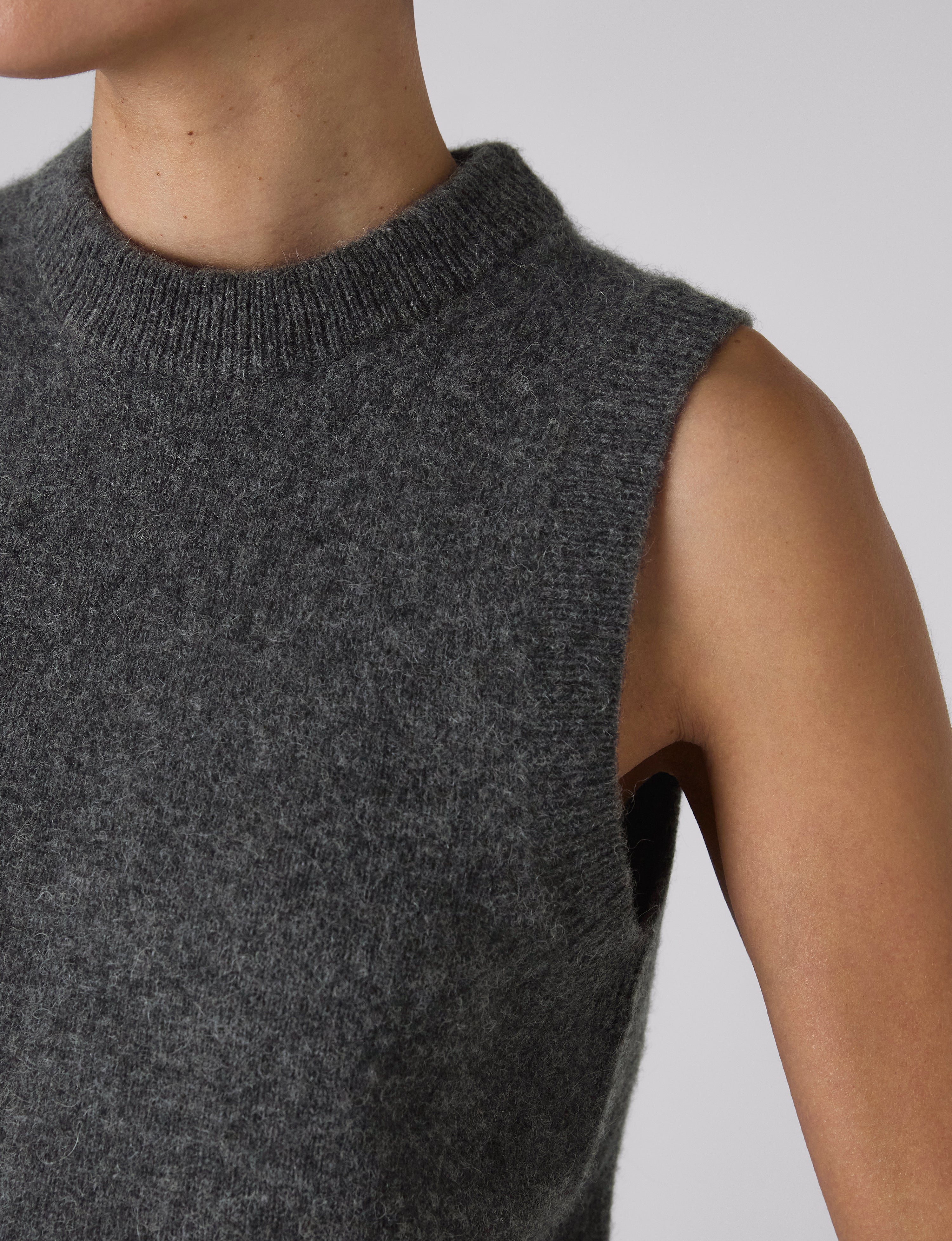 Skye Vest: Yak Wool, Dark Grey Melange - With Nothing Underneath