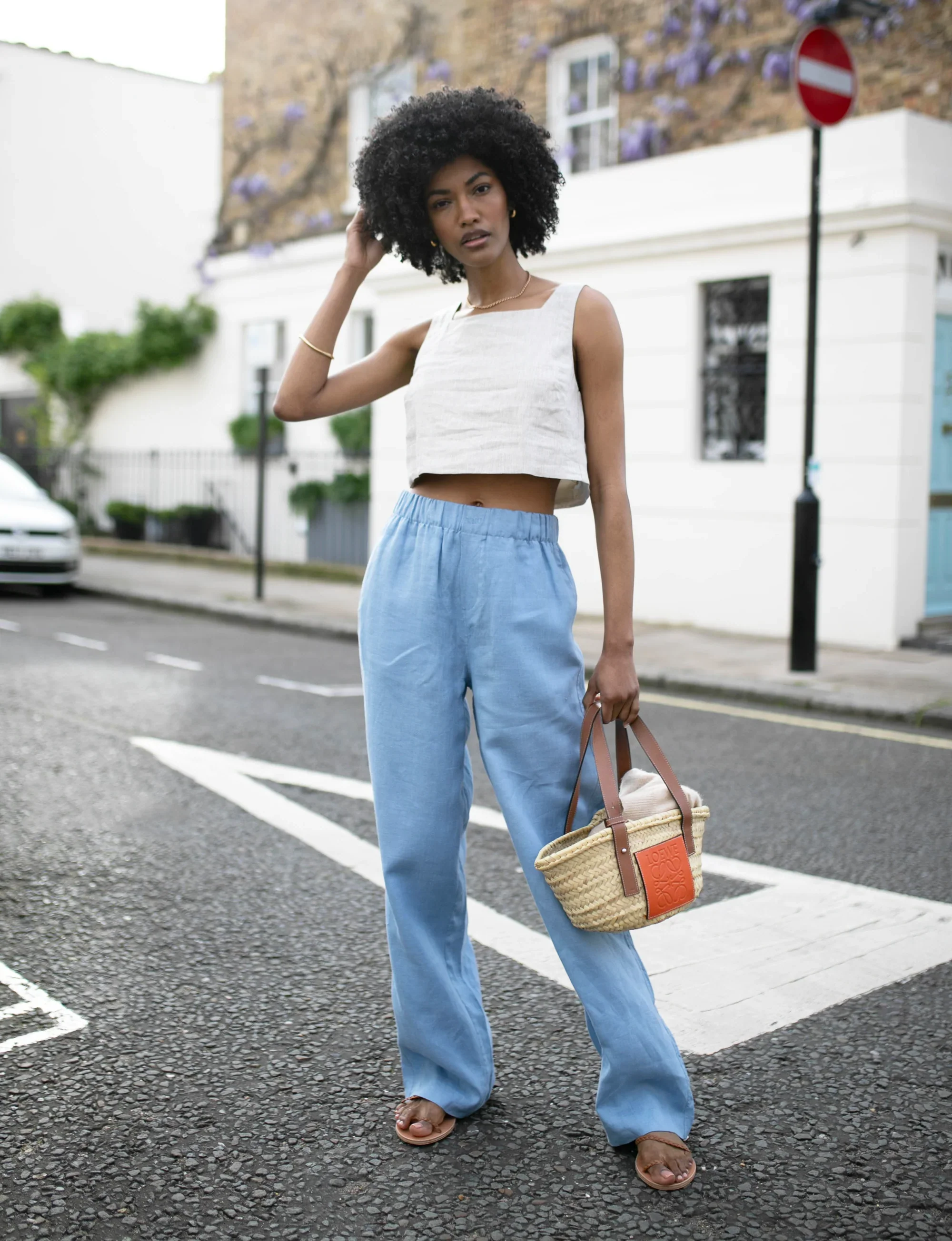 The Palazzo: Linen, Storm Blue - With Nothing Underneath