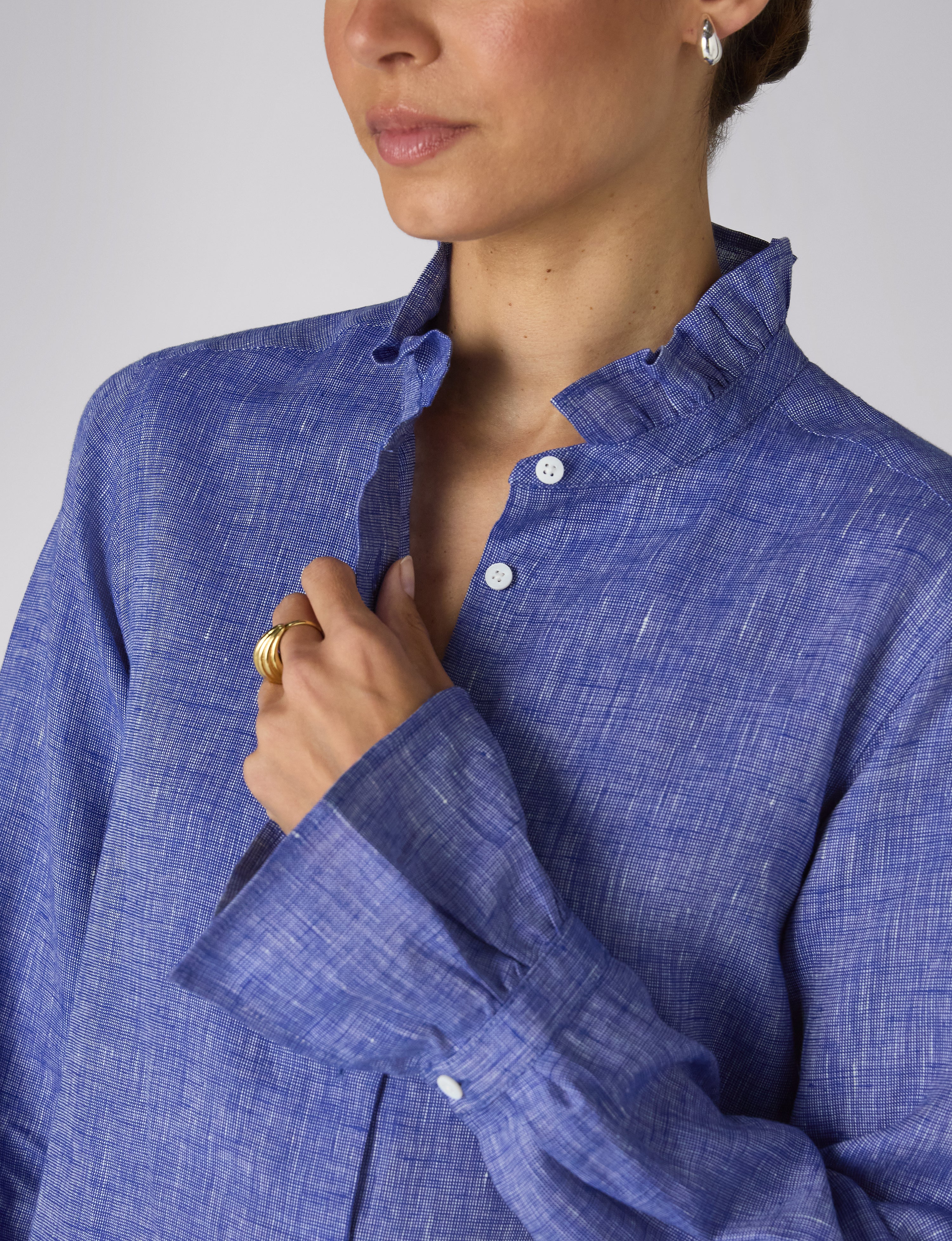 Kew Blouse: Linen, Lapis Blue - With Nothing Underneath