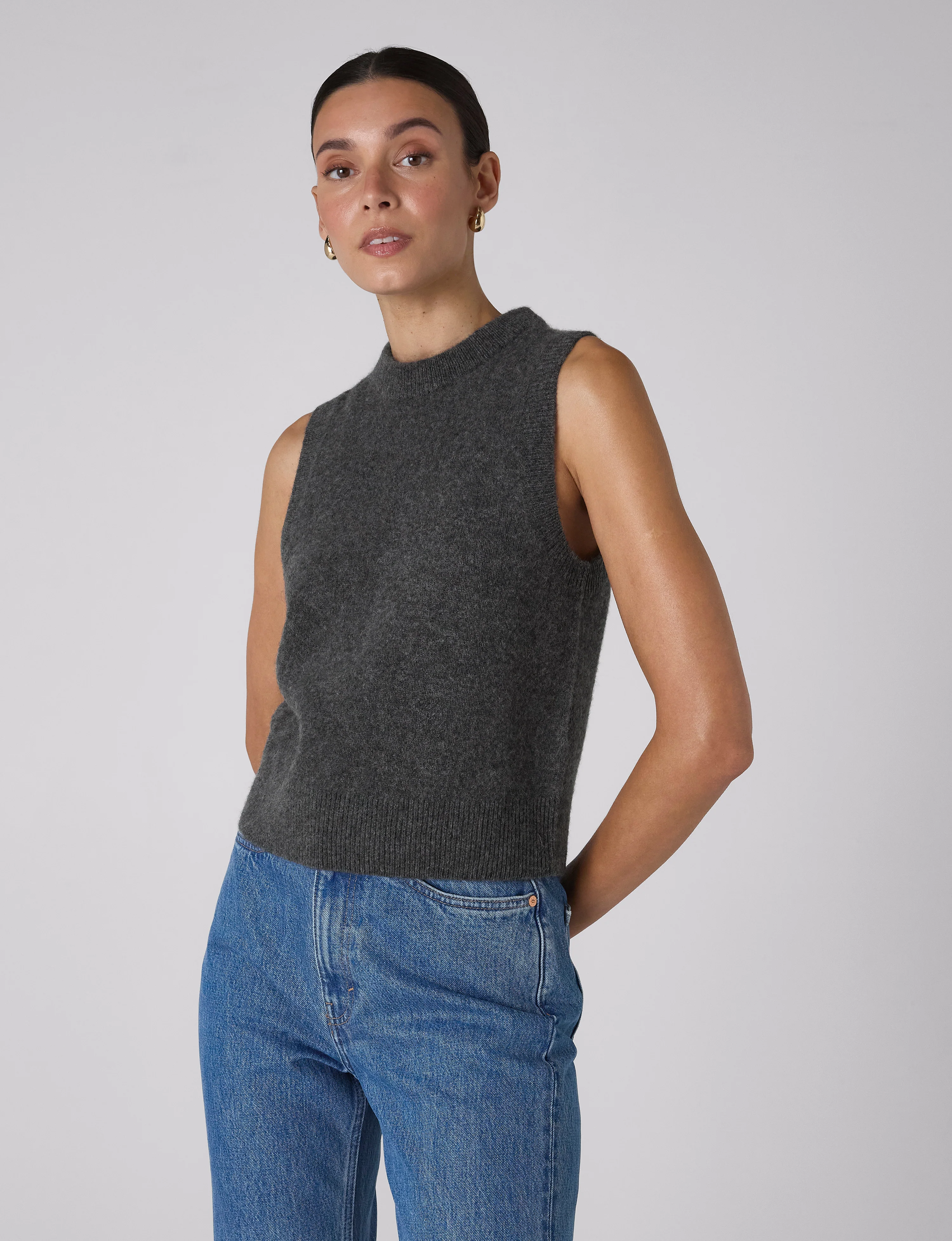 Skye Vest: Yak Wool, Dark Grey Melange - With Nothing Underneath