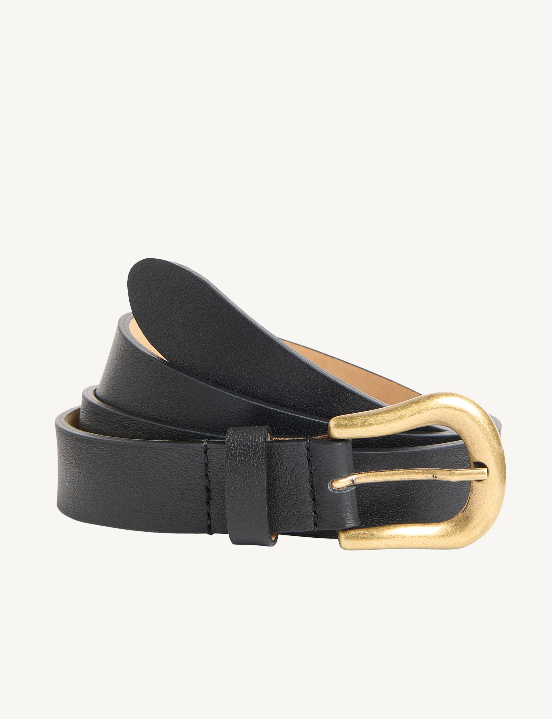 Stirrup Belt: Matte Leather, Black with Antique Gold - With Nothing Underneath