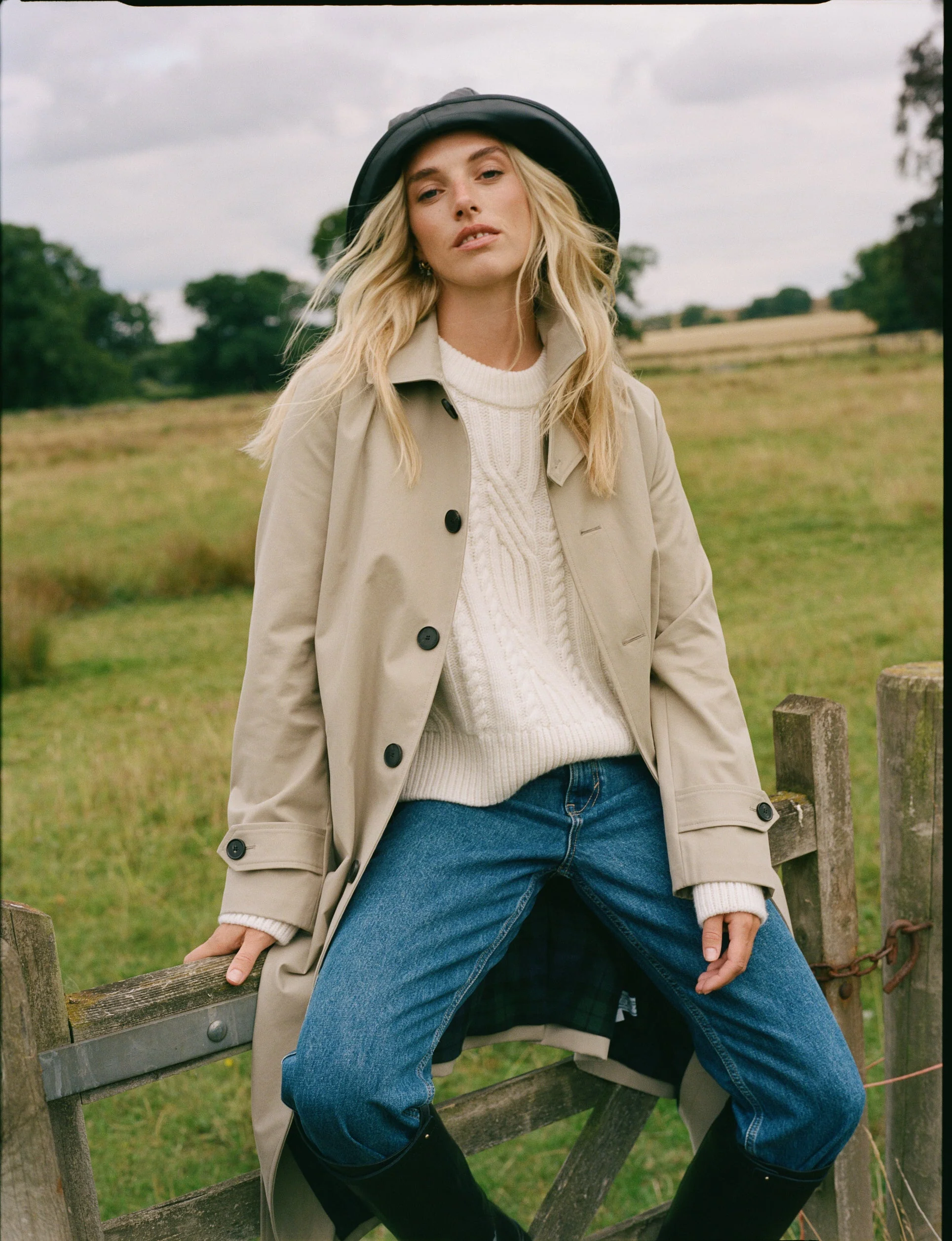 Chatsworth Car Coat: Cotton, Dark Stone - With Nothing Underneath