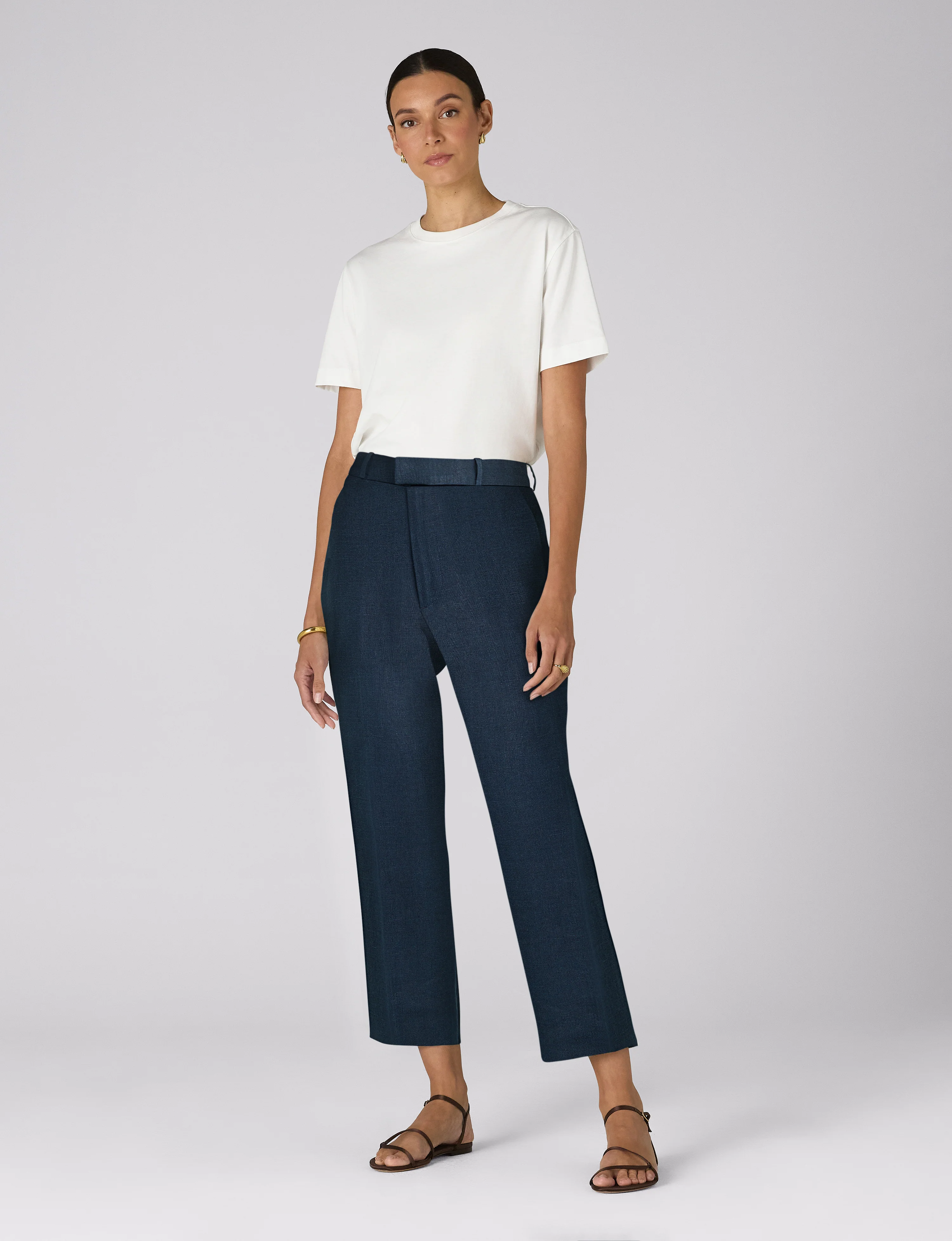 Regent Cigarette Trouser: Linen, Navy Blue - With Nothing Underneath