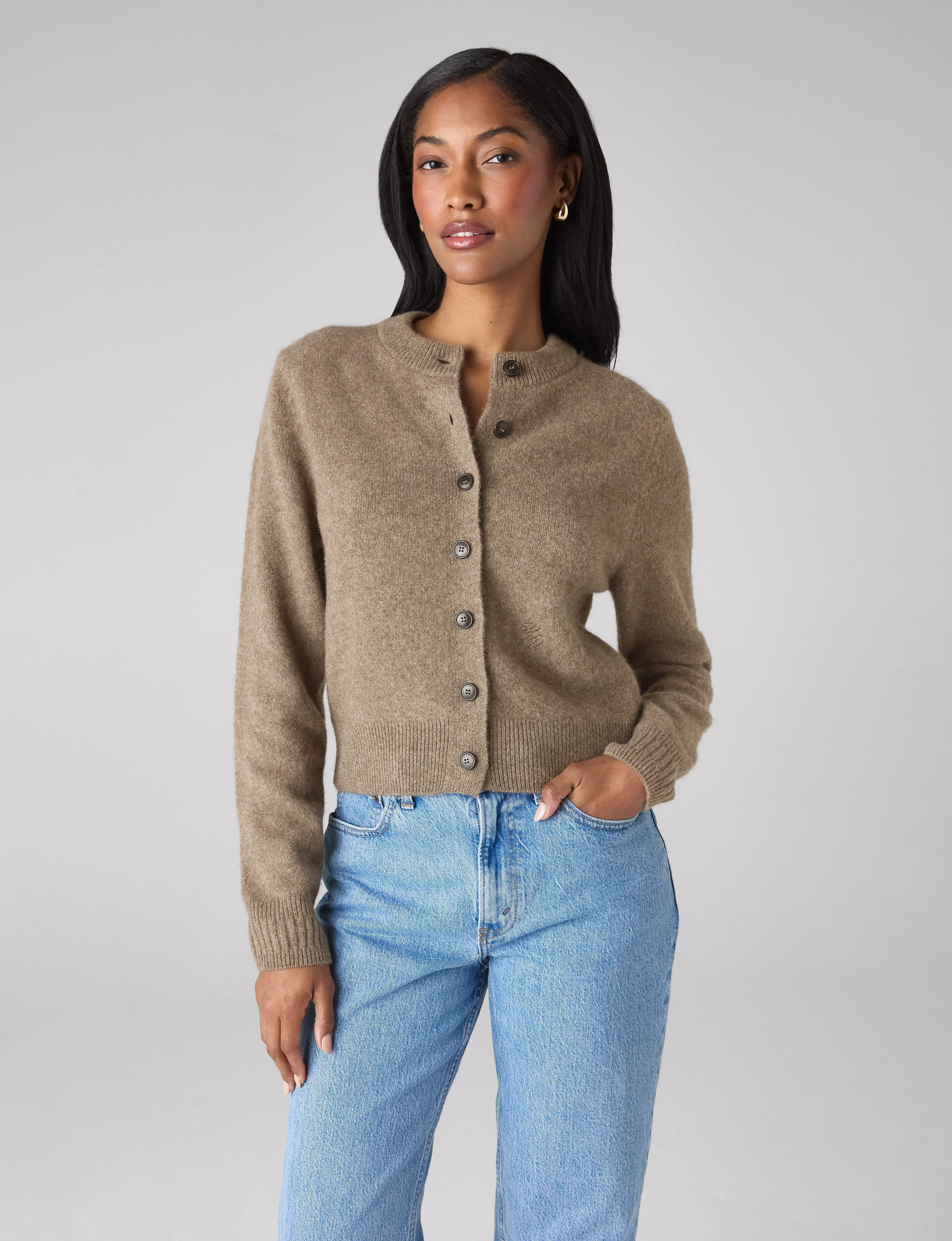Jura Cardigan: Yak Wool, Coffee - With Nothing Underneath