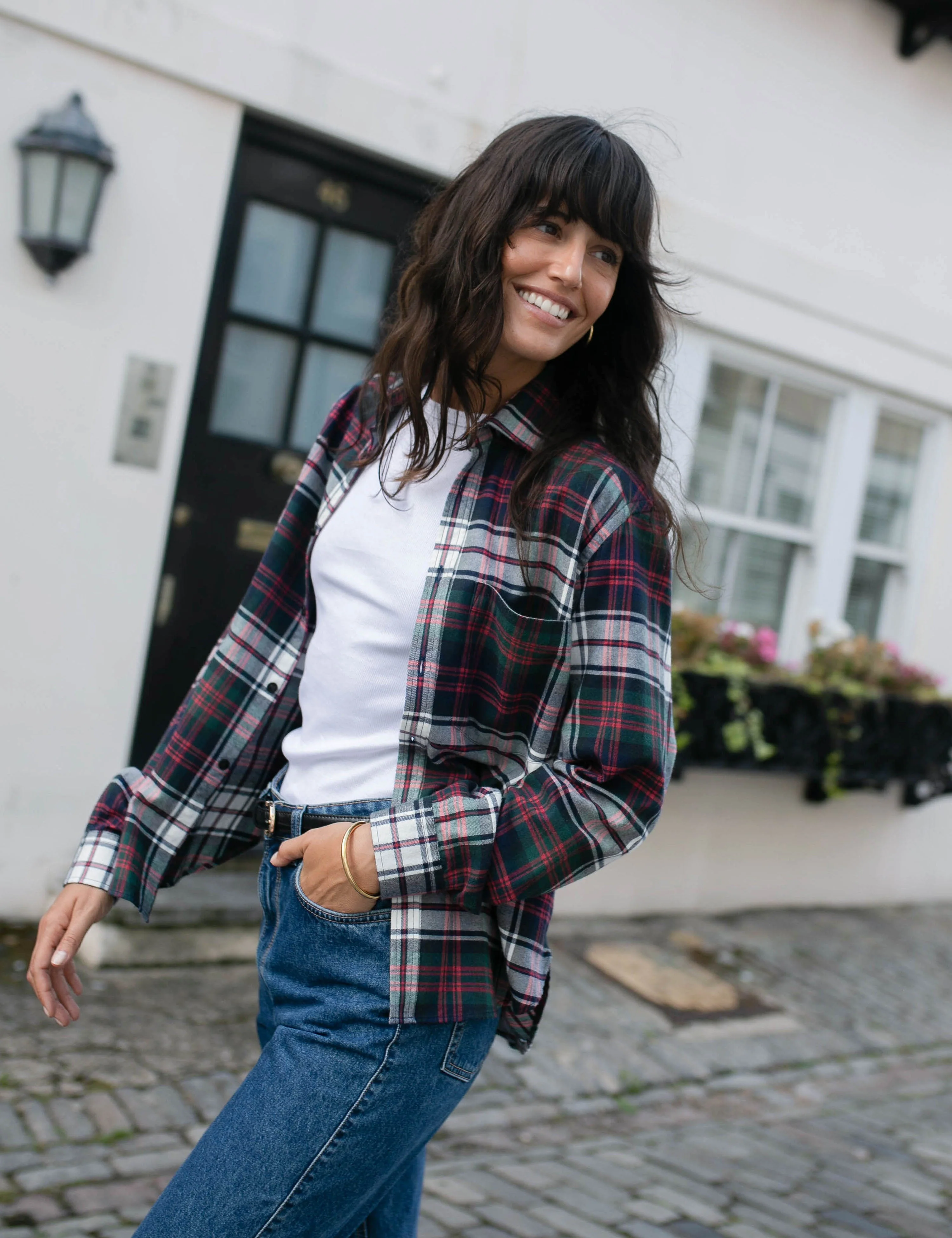 The Classic: Fine Brushed, White and Red Plaid - With Nothing Underneath