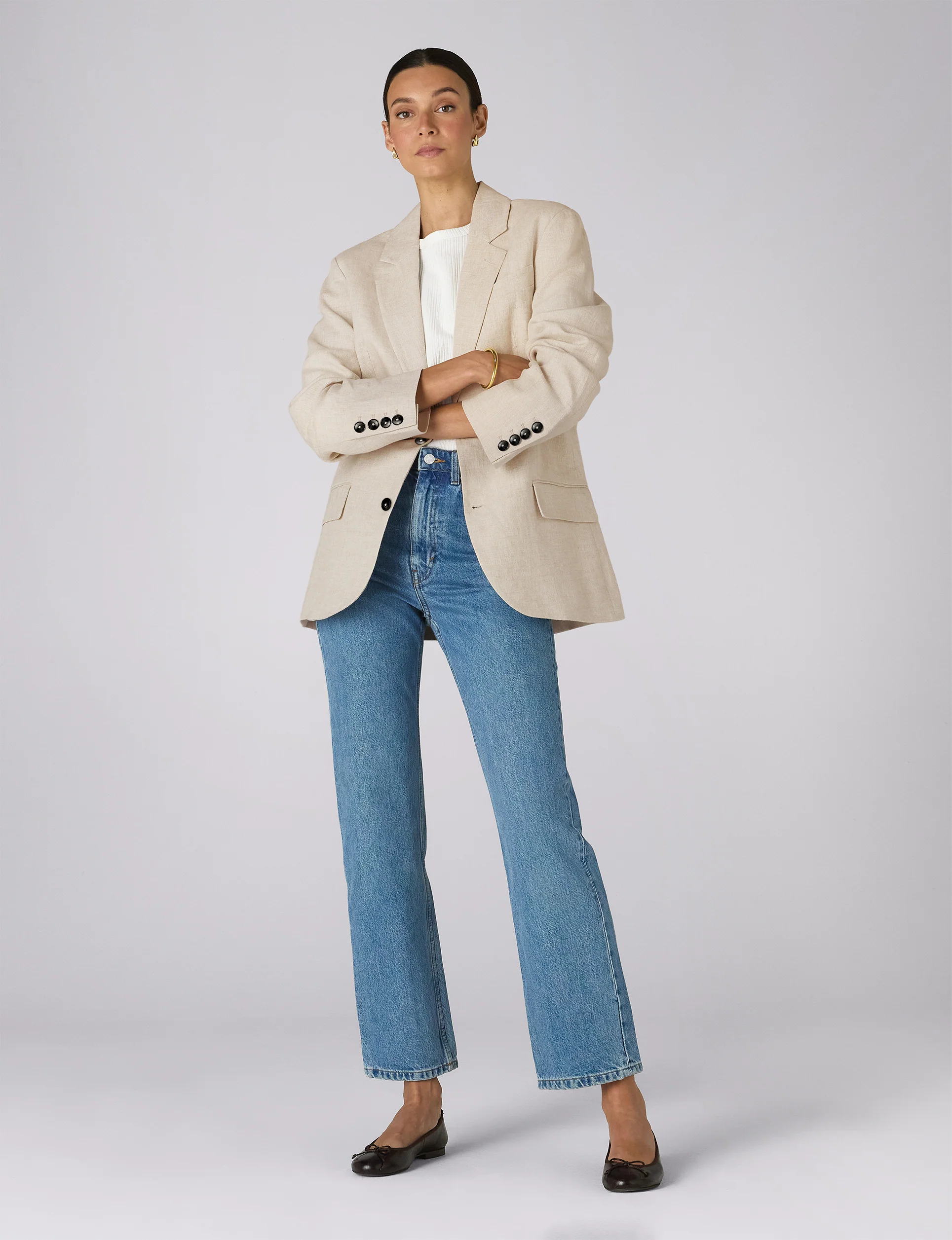 Hutton Blazer: Linen, Oatmeal - With Nothing Underneath
