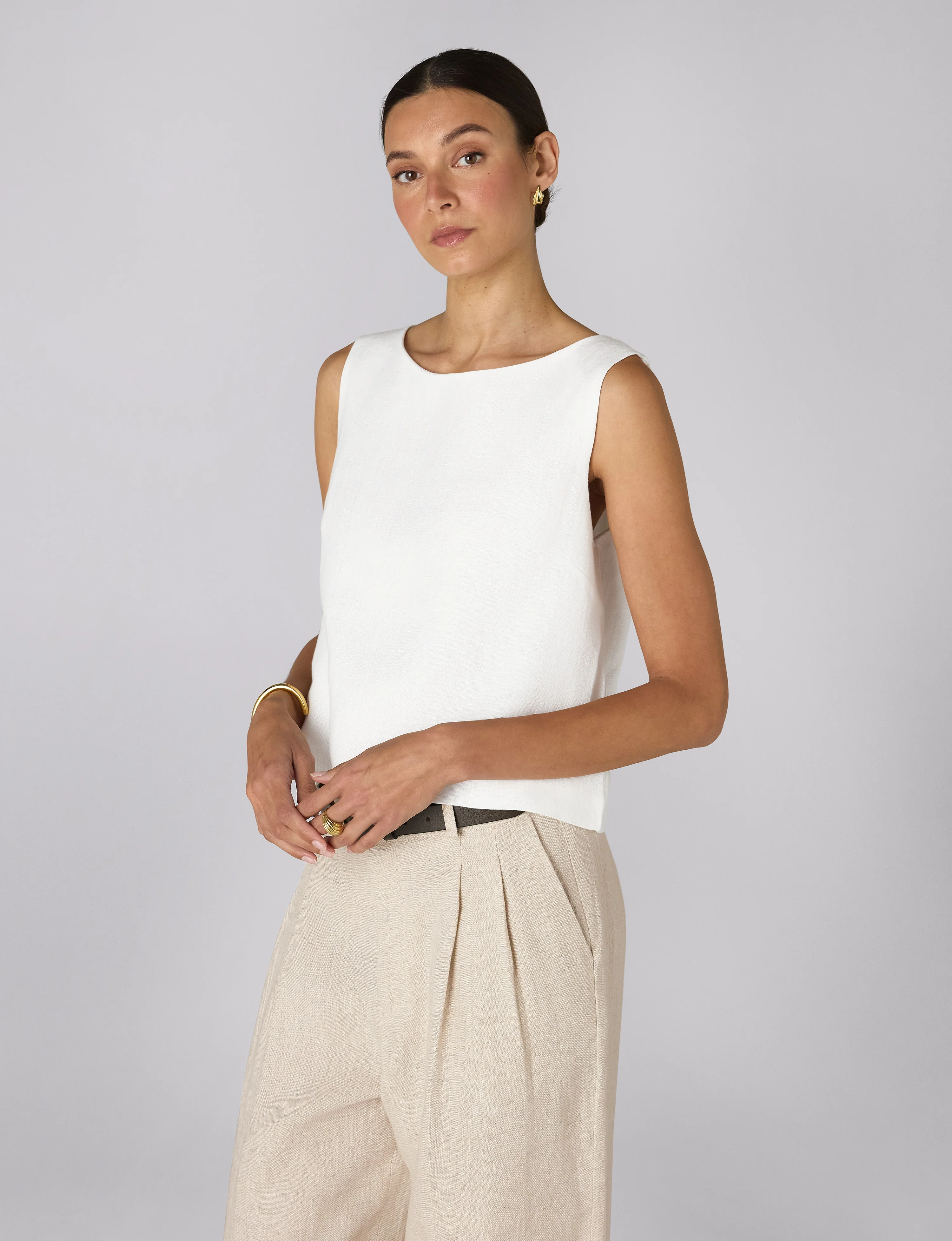Jackie Top: Linen, White - With Nothing Underneath