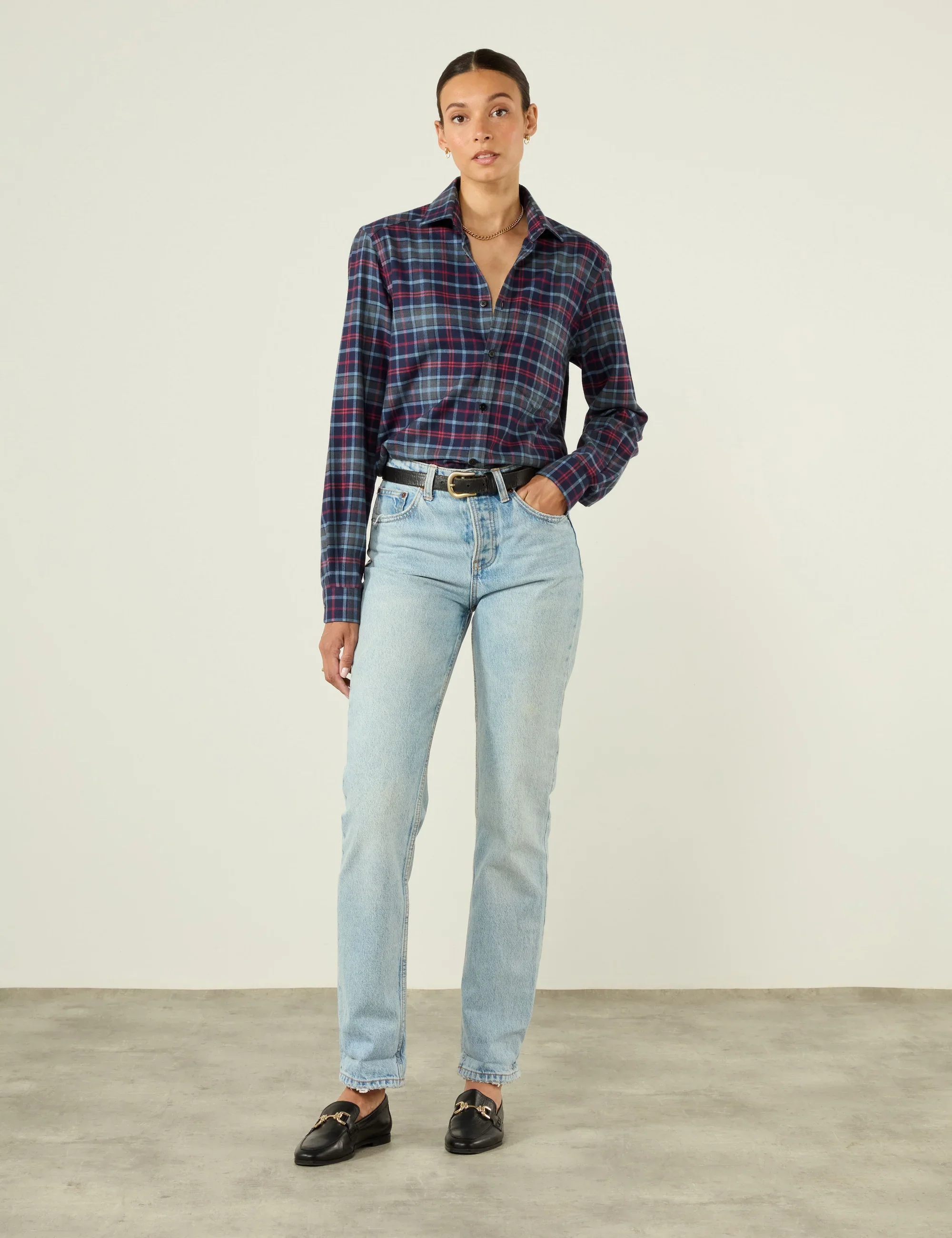 The Classic: Fine Brushed, Blue and Red Plaid - With Nothing Underneath
