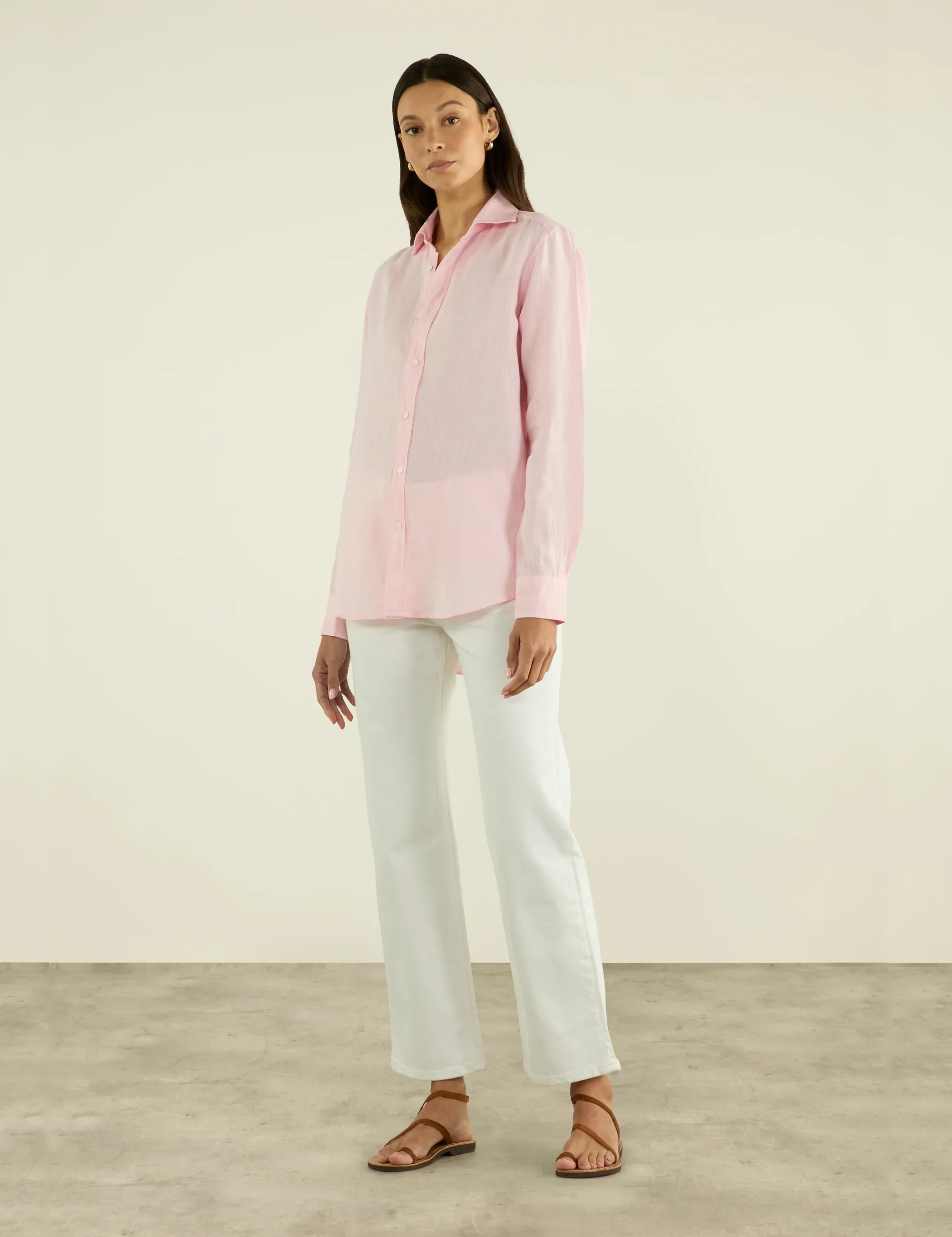The Boyfriend: Linen, Grapefruit Pink - With Nothing Underneath