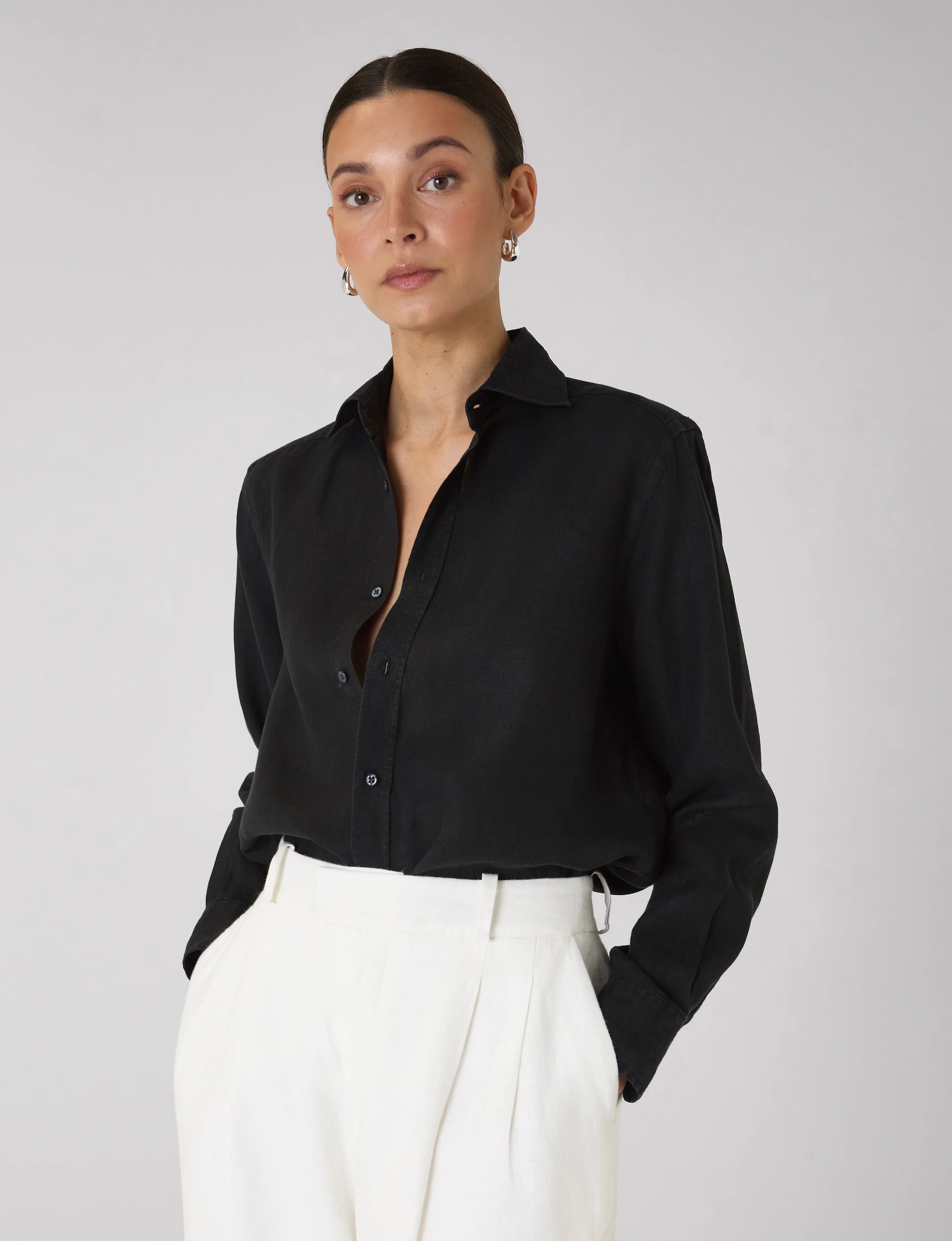 The Boyfriend: Linen, Black - With Nothing Underneath