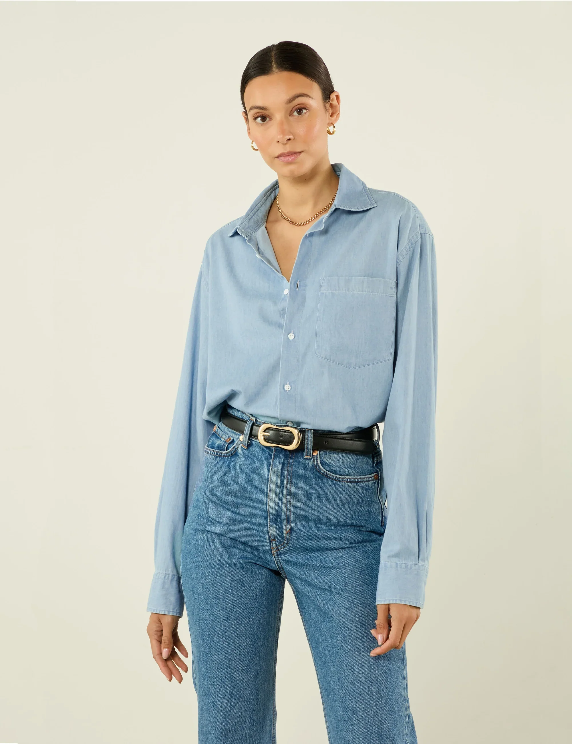 The Oversized: Chambray, Light Blue - With Nothing Underneath
