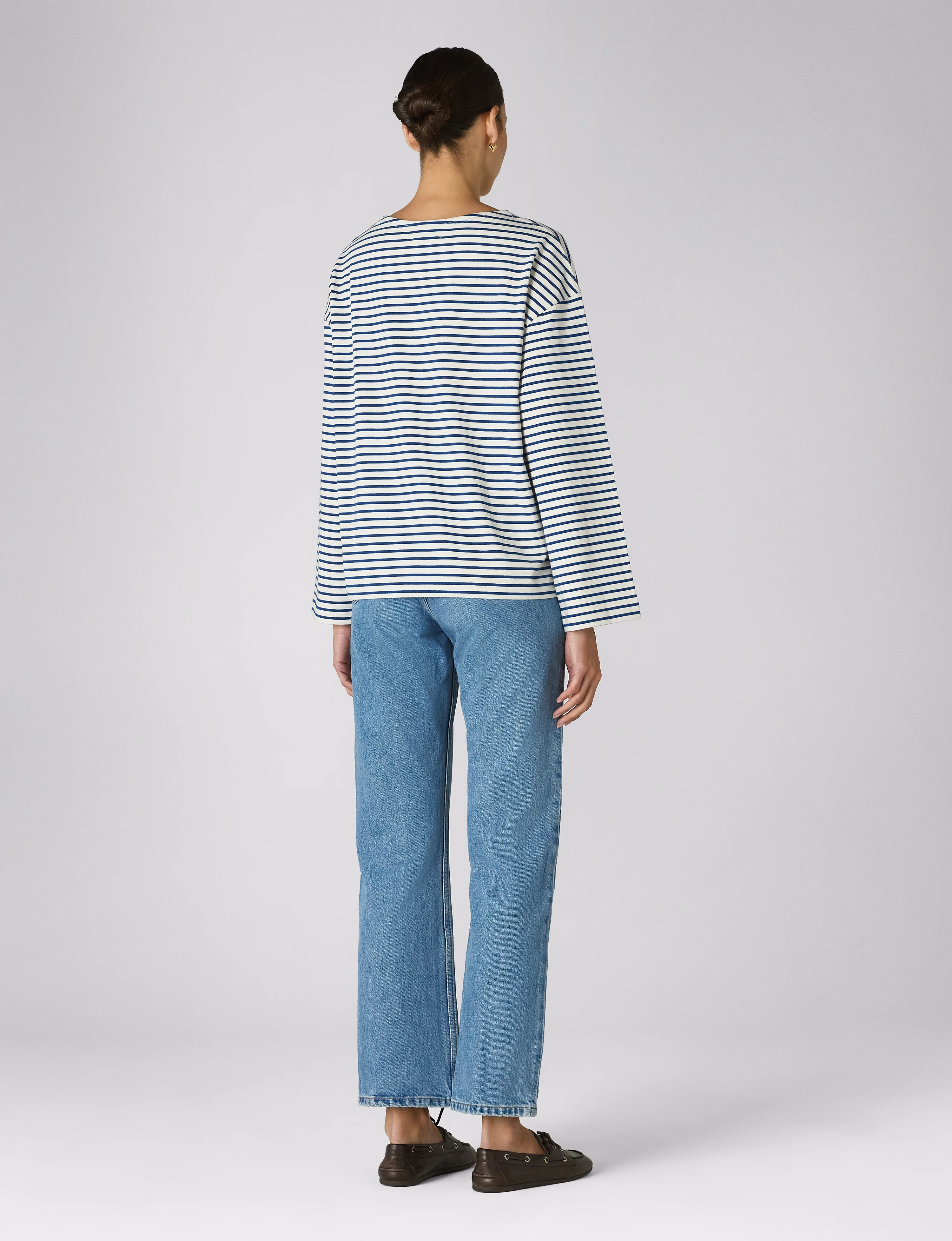 Harbour Breton: Cotton Jersey, Ecru and Blue Stripe - With Nothing Underneath