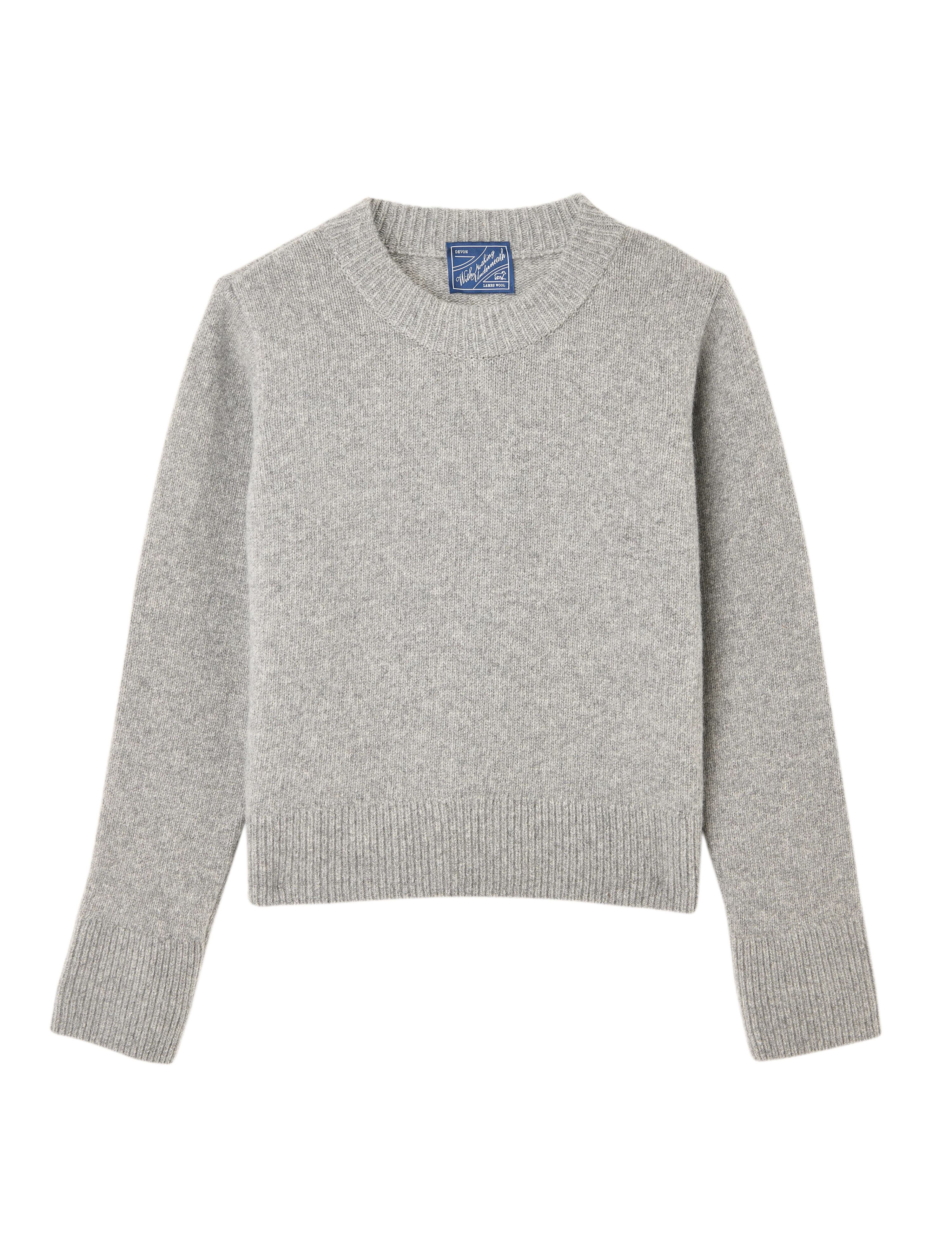 Devon Jumper: Wool, Mid Grey Melange - With Nothing Underneath