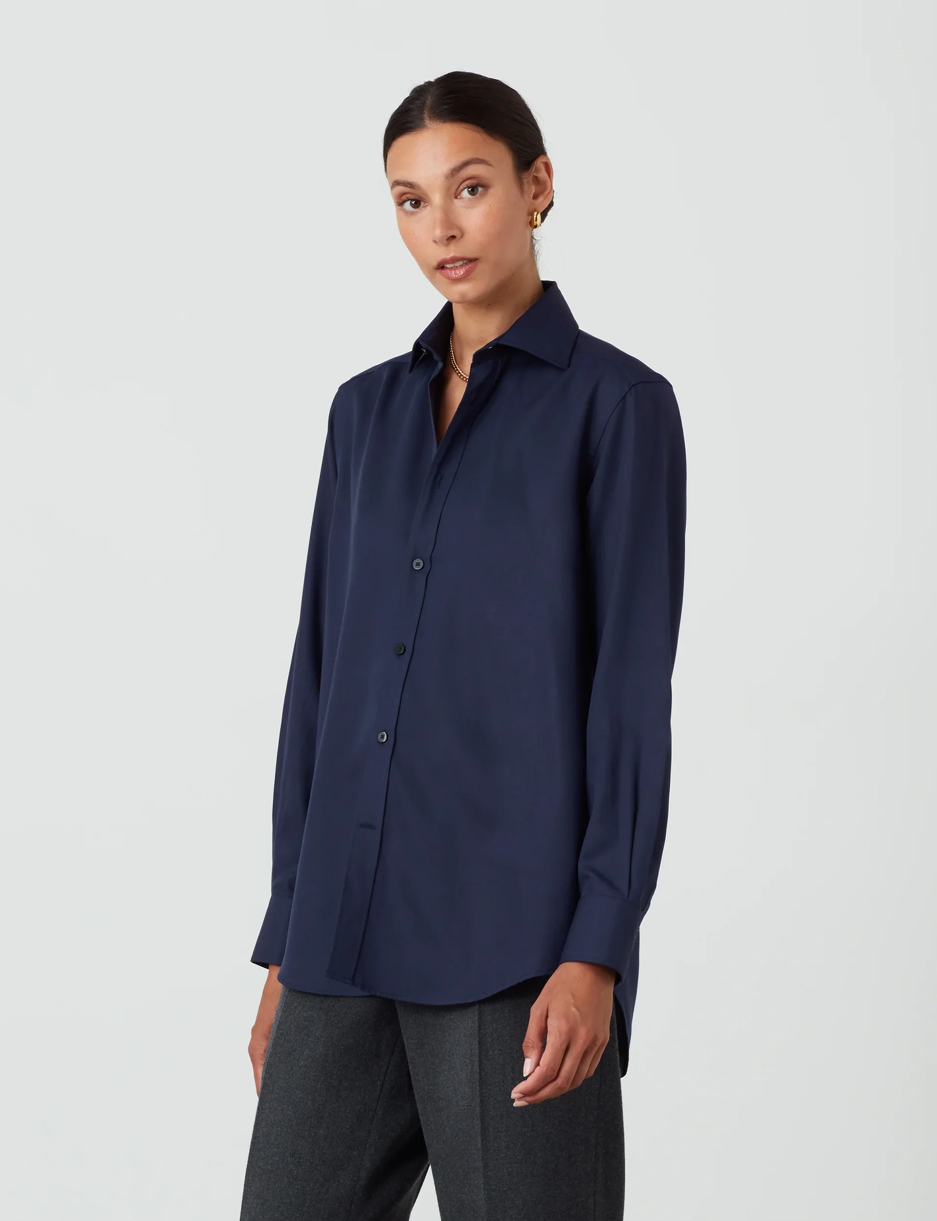 The Boyfriend: TENCEL™ Lyocell, Navy Blue - With Nothing Underneath