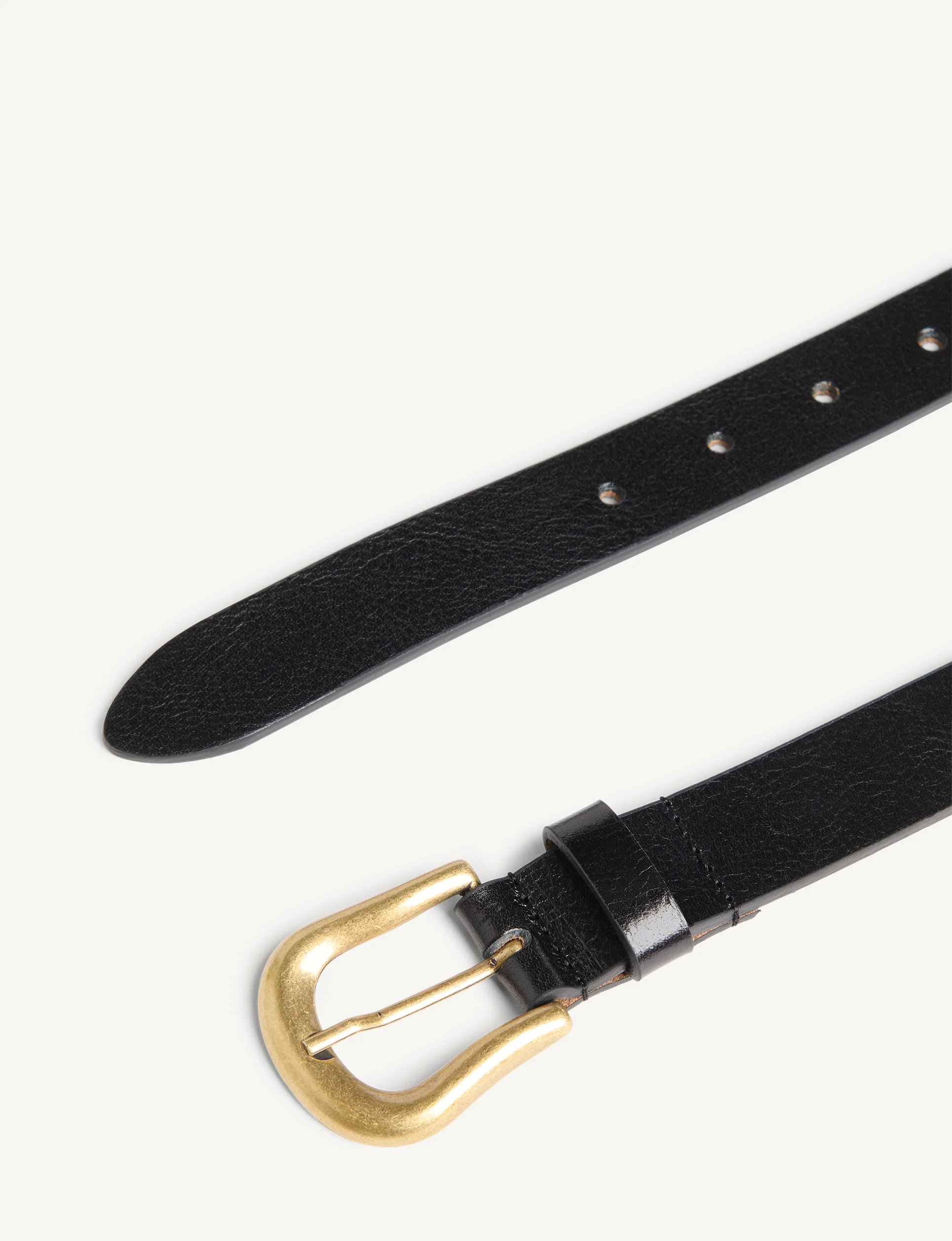 Stirrup Belt: Matte Leather, Black with Antique Gold - With Nothing Underneath