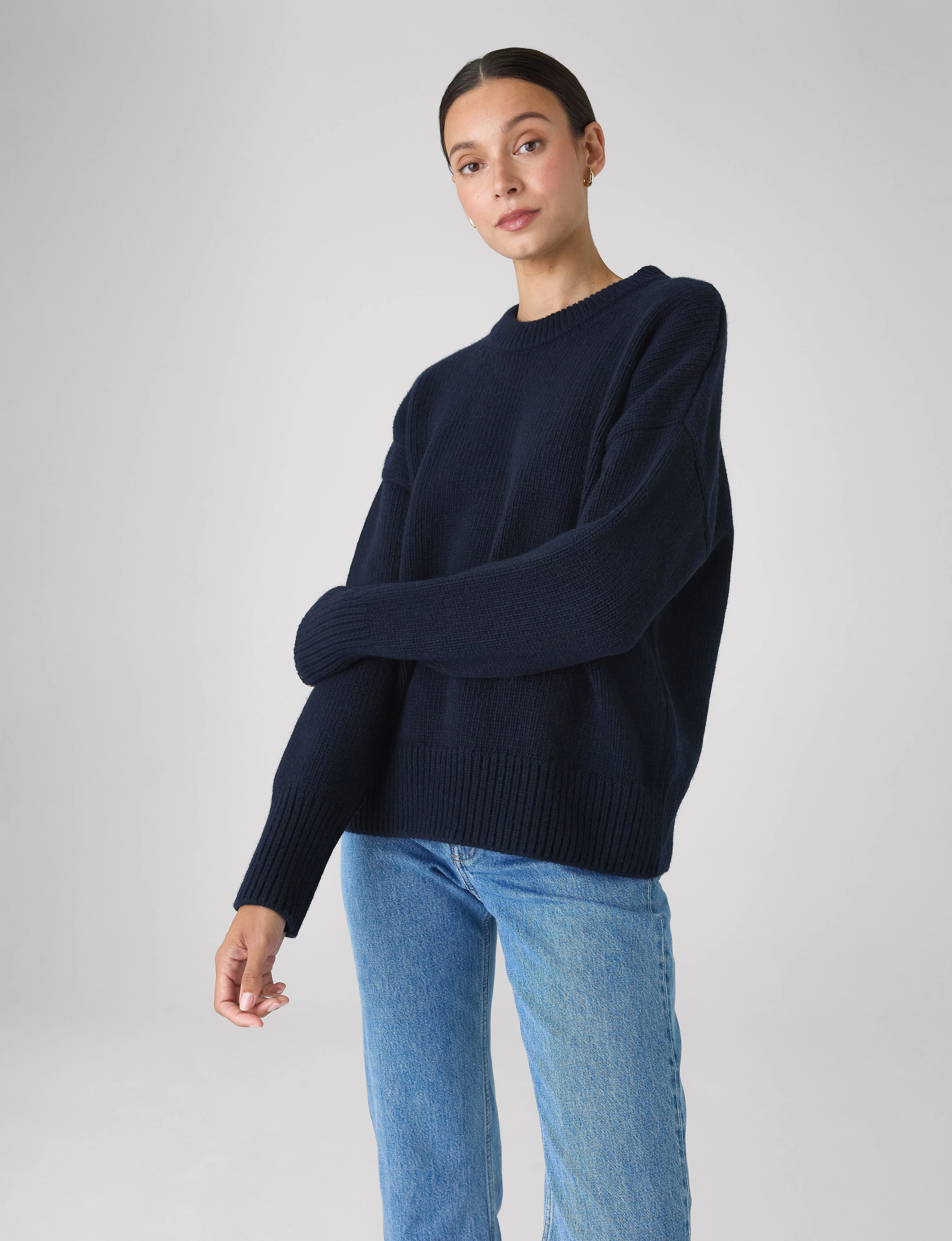 Cornwall Jumper: Wool, Navy Blue - With Nothing Underneath