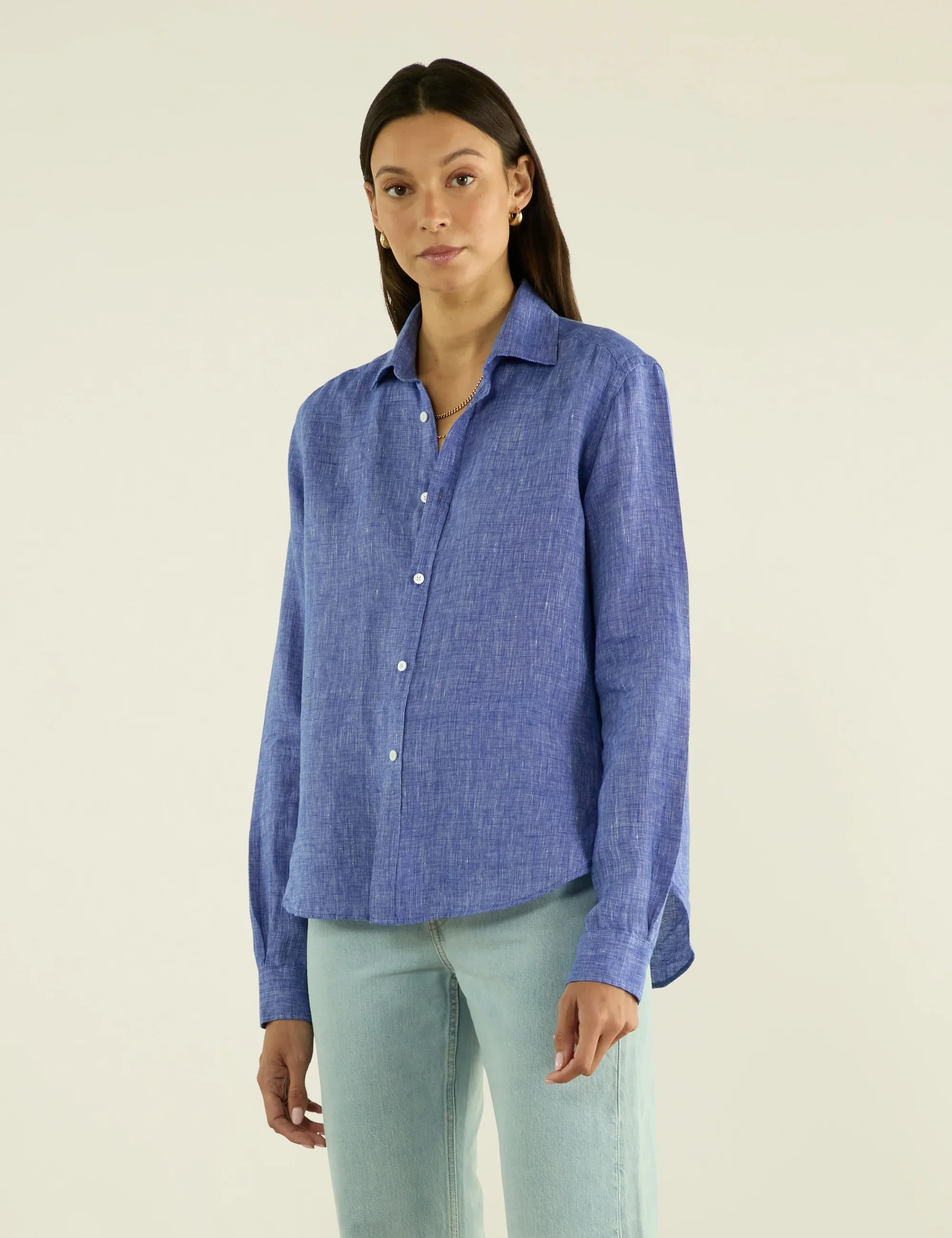 The Classic: Linen, Lapis Blue - With Nothing Underneath