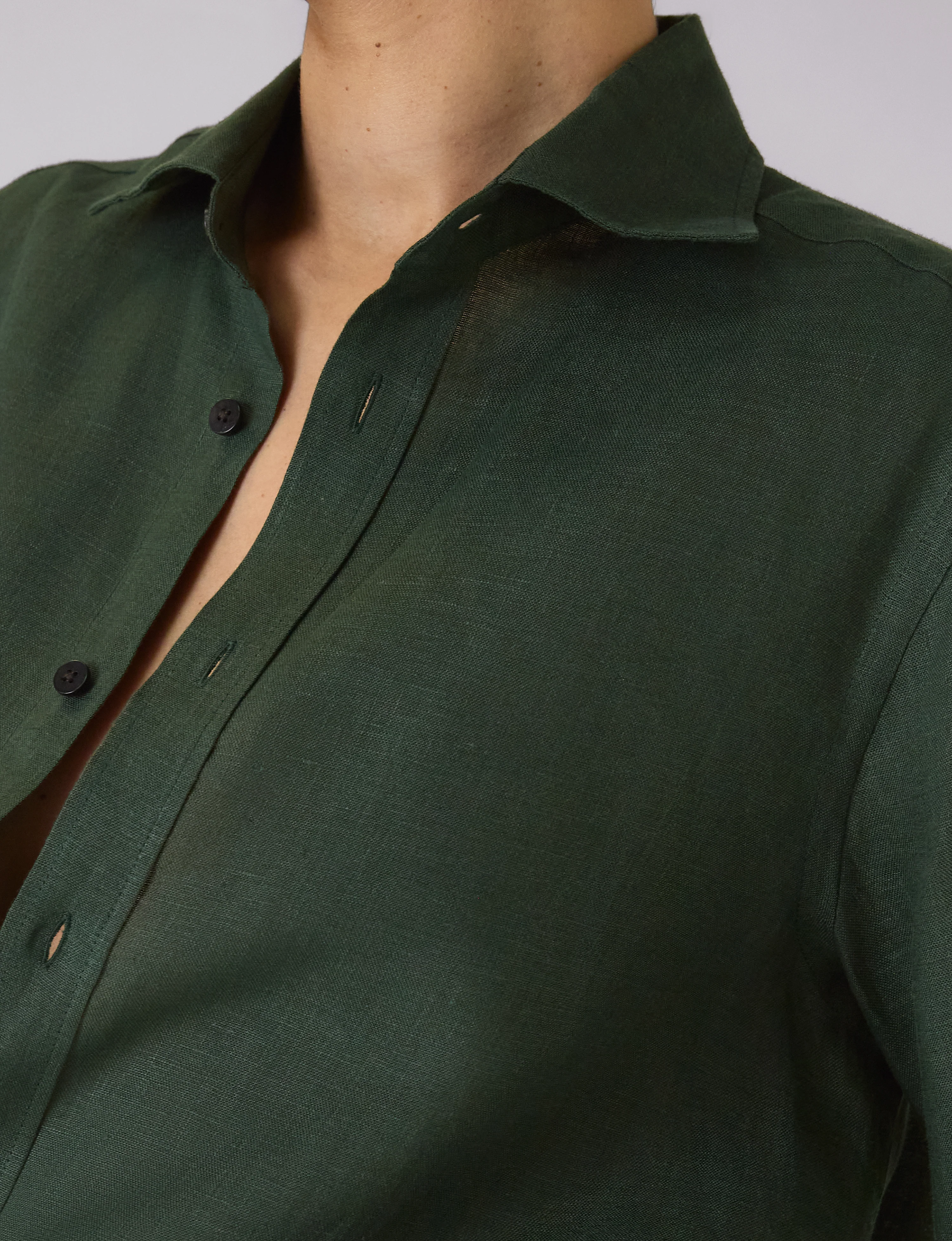 The Boyfriend: Linen, Hunter Green - With Nothing Underneath