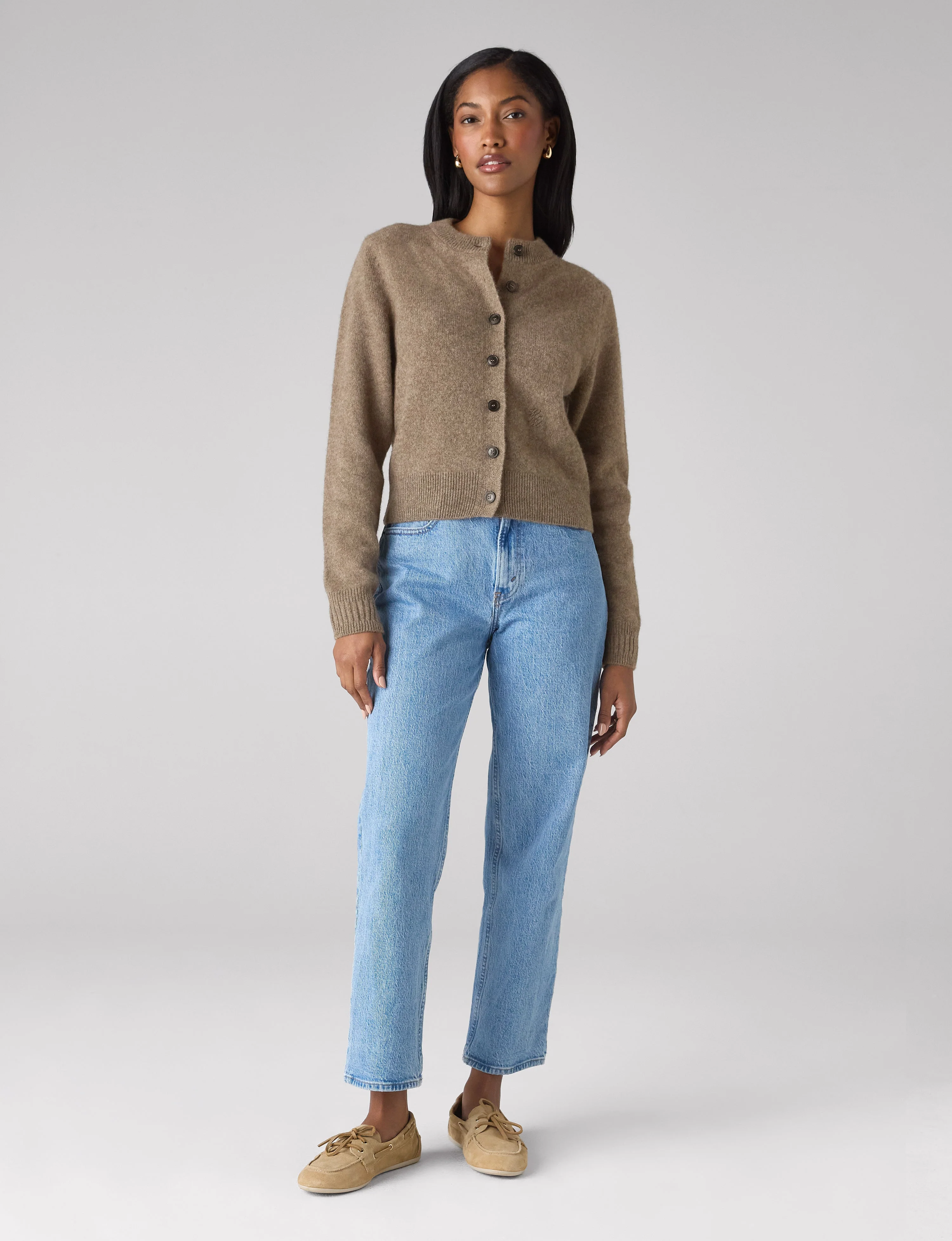 Jura Cardigan: Yak Wool, Coffee - With Nothing Underneath