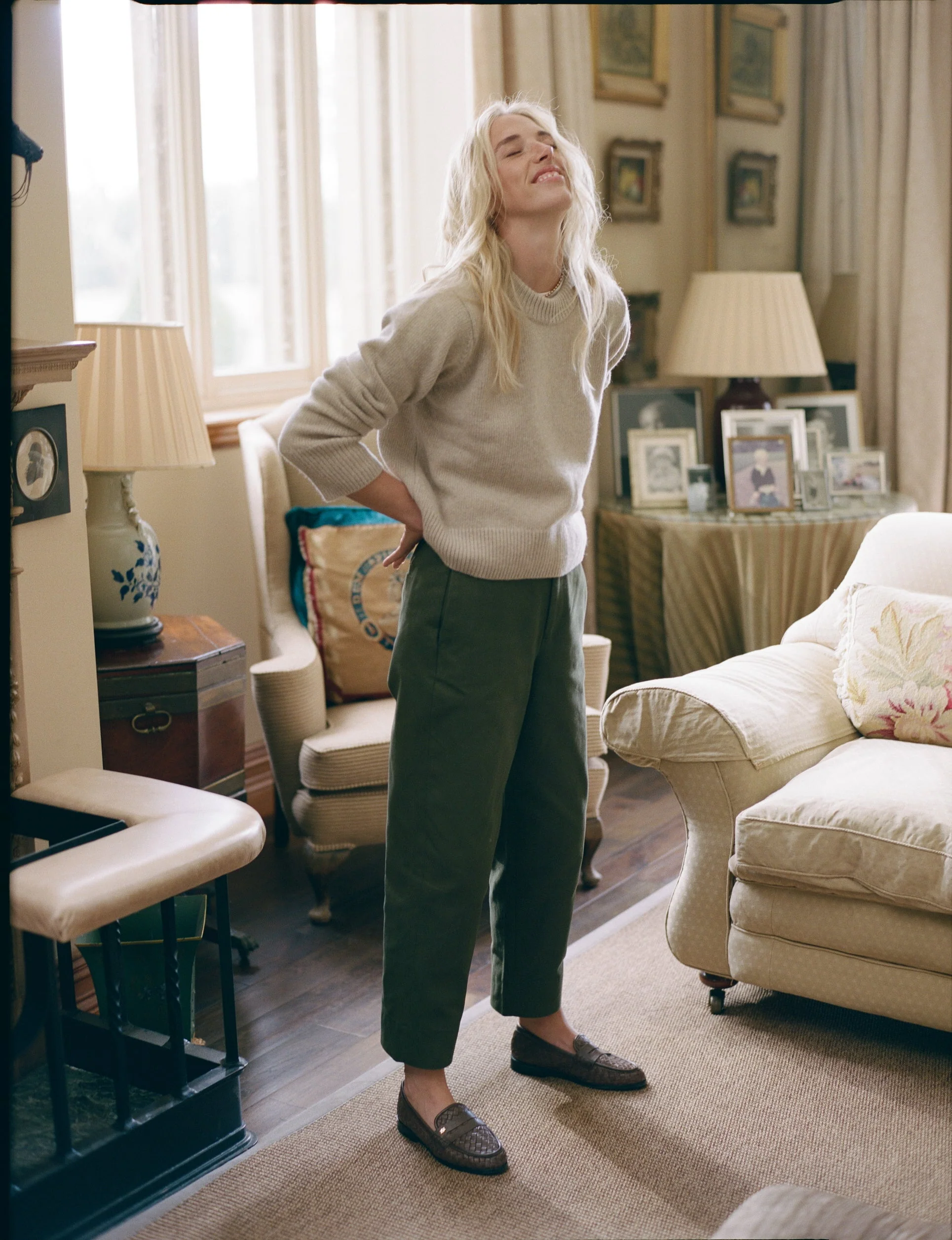 Chartwell Trouser: Cotton Twill, Khaki - With Nothing Underneath
