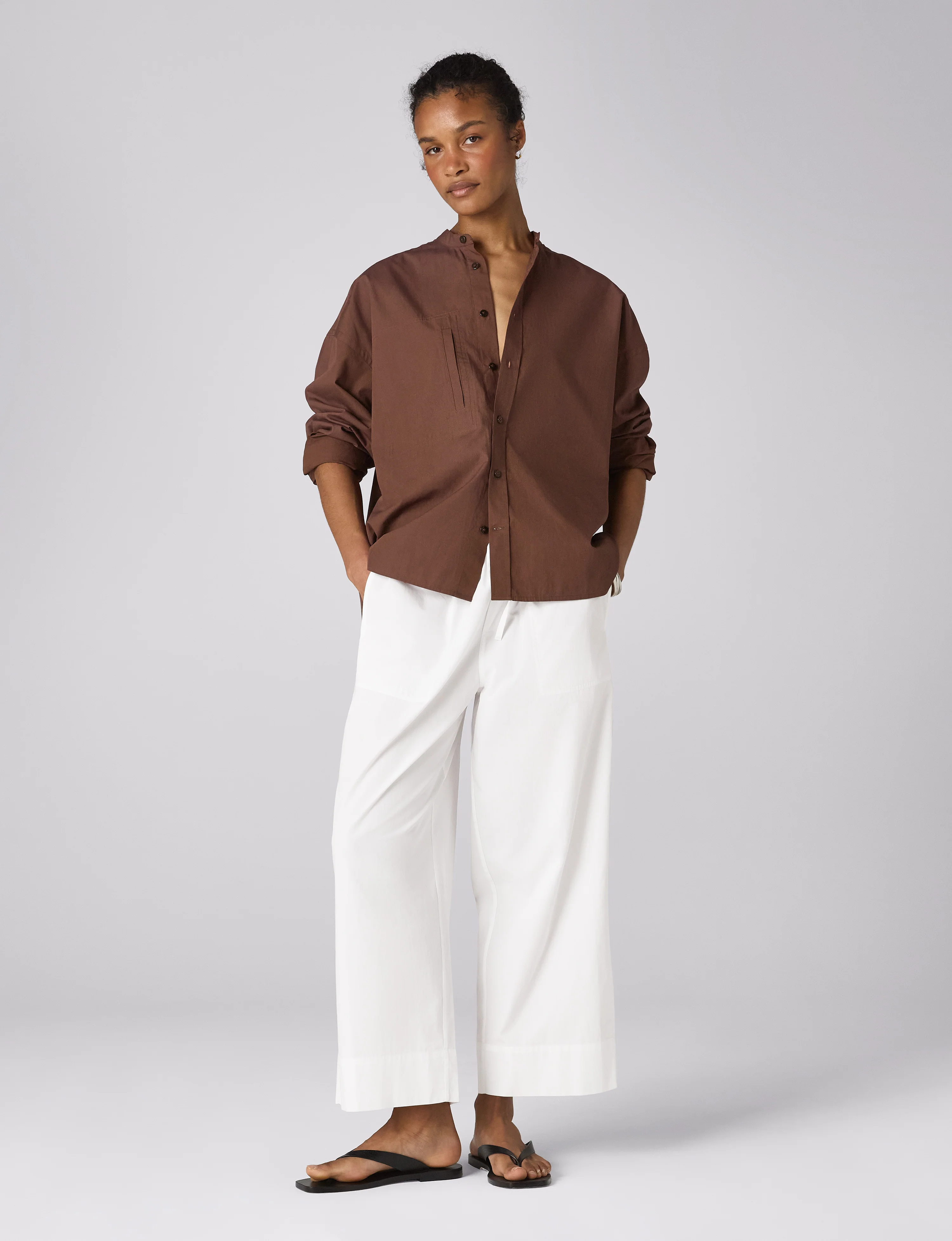 Portlligat Shirt: Fine Poplin, Mocha x Lucy Williams - With Nothing Underneath