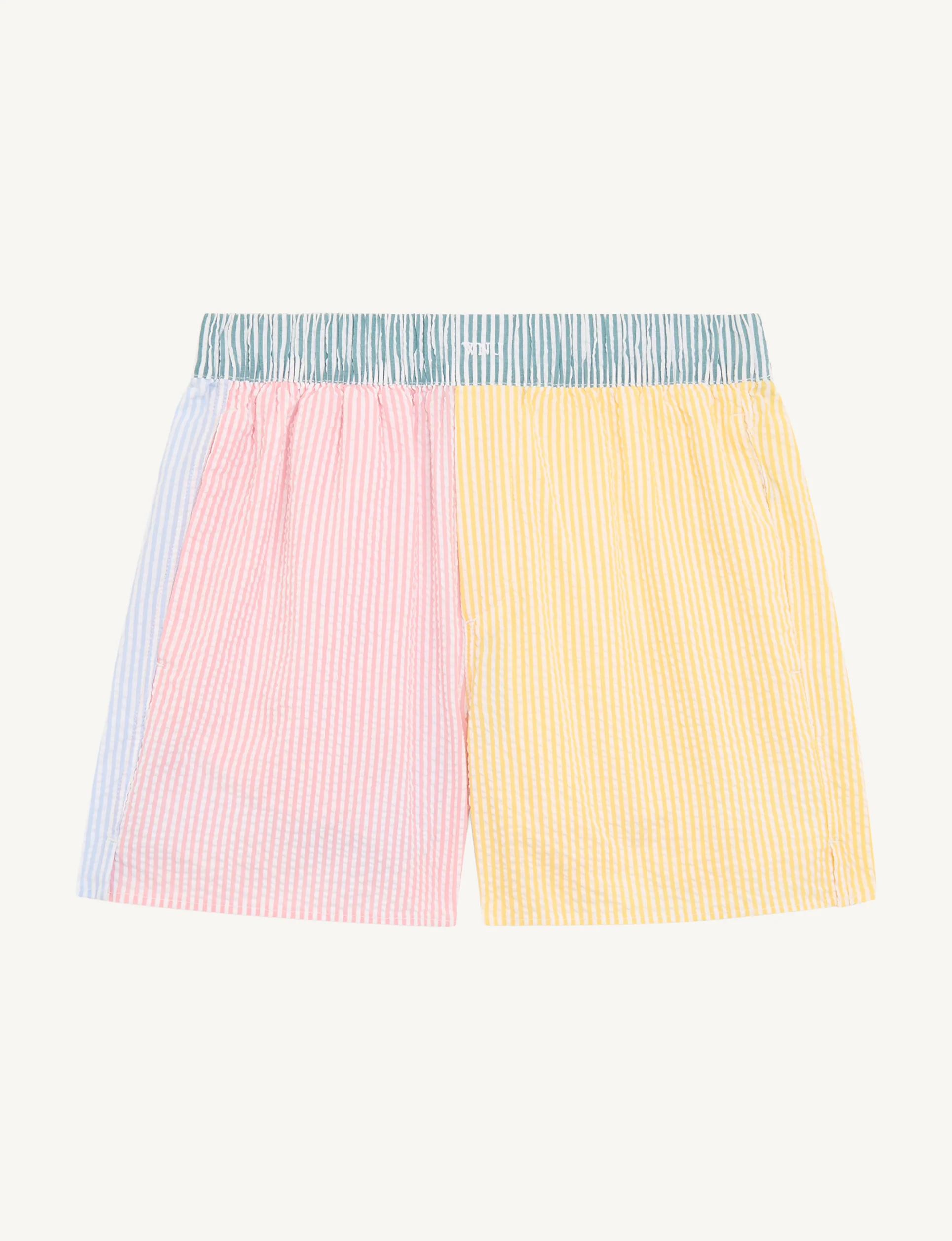 The Boxer: Seersucker, Multi Patchwork - With Nothing Underneath