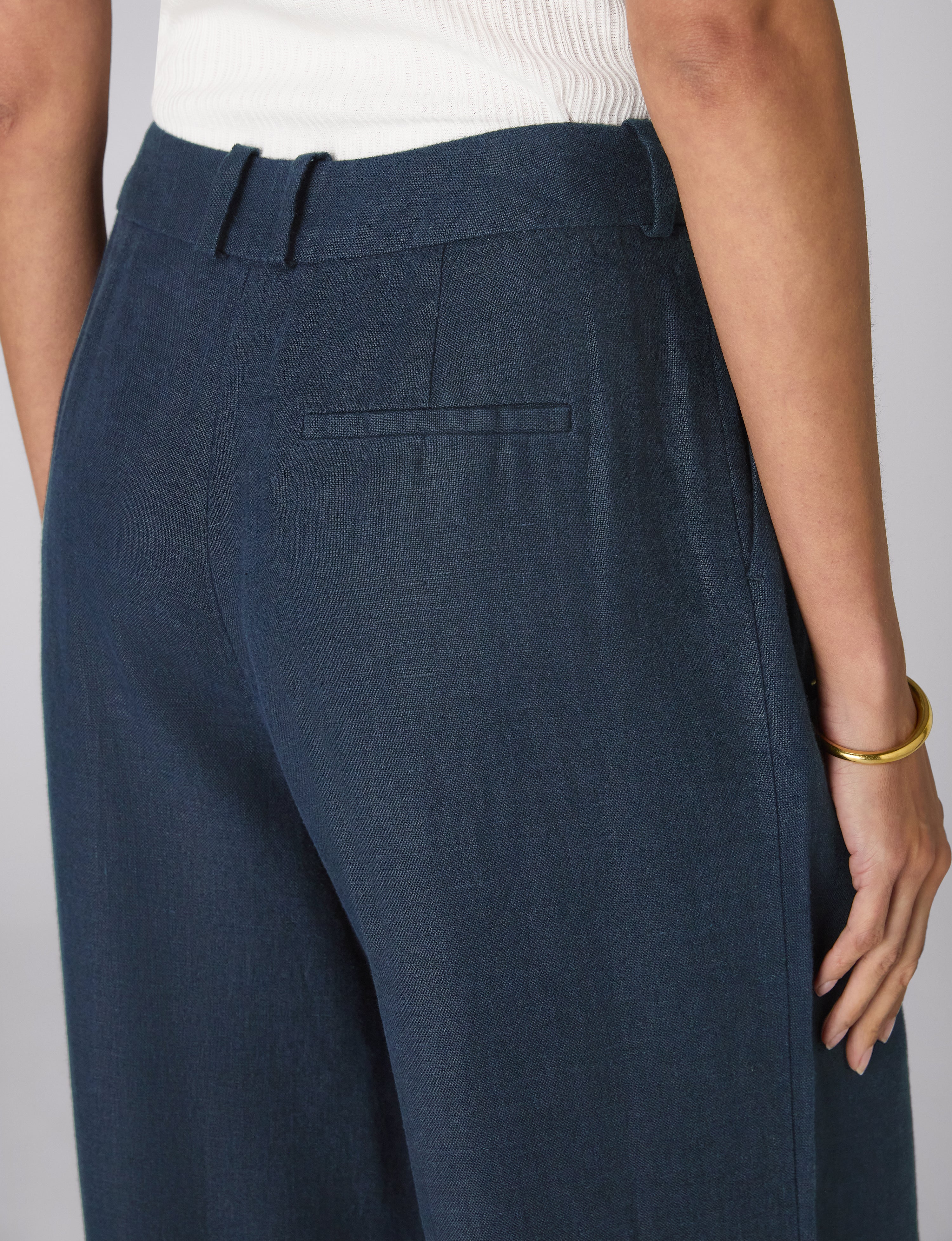 Rampling Trouser: Linen, Navy - With Nothing Underneath