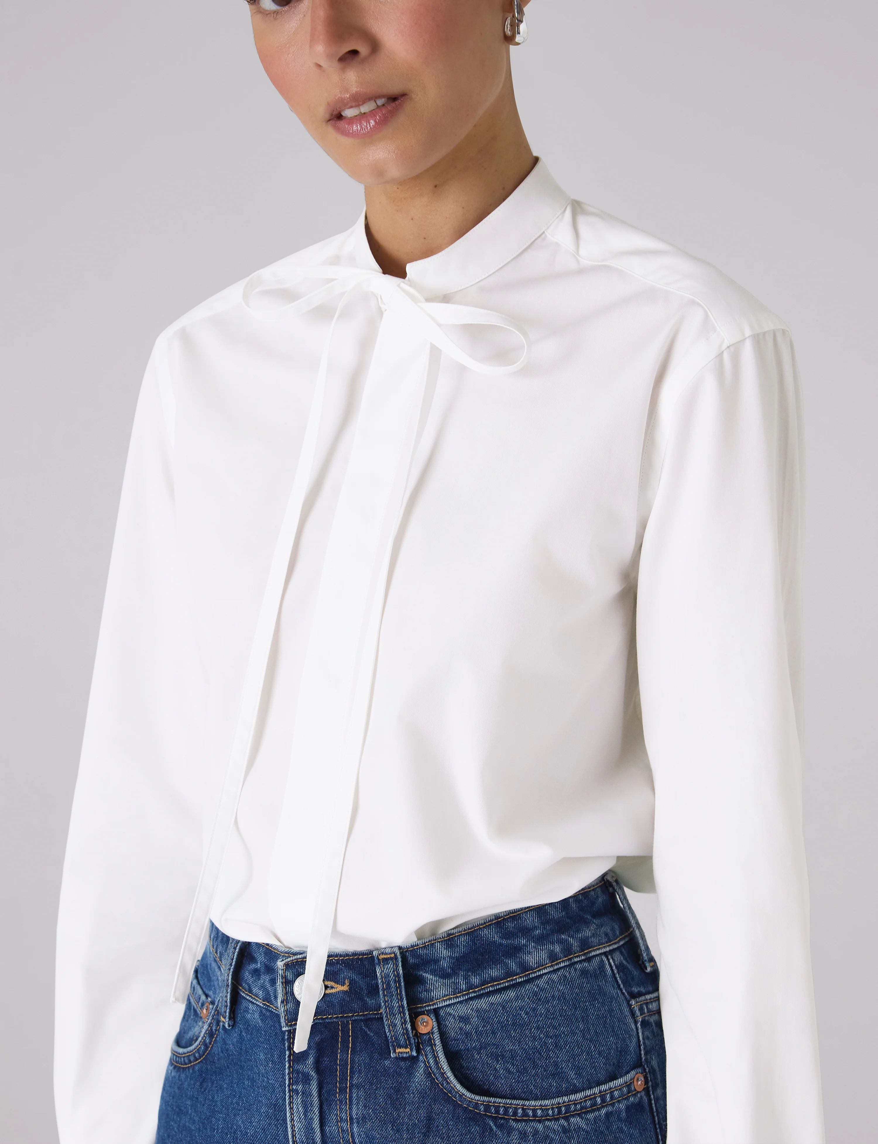 The Boyfriend Bow Tie: Fine Poplin, White - With Nothing Underneath