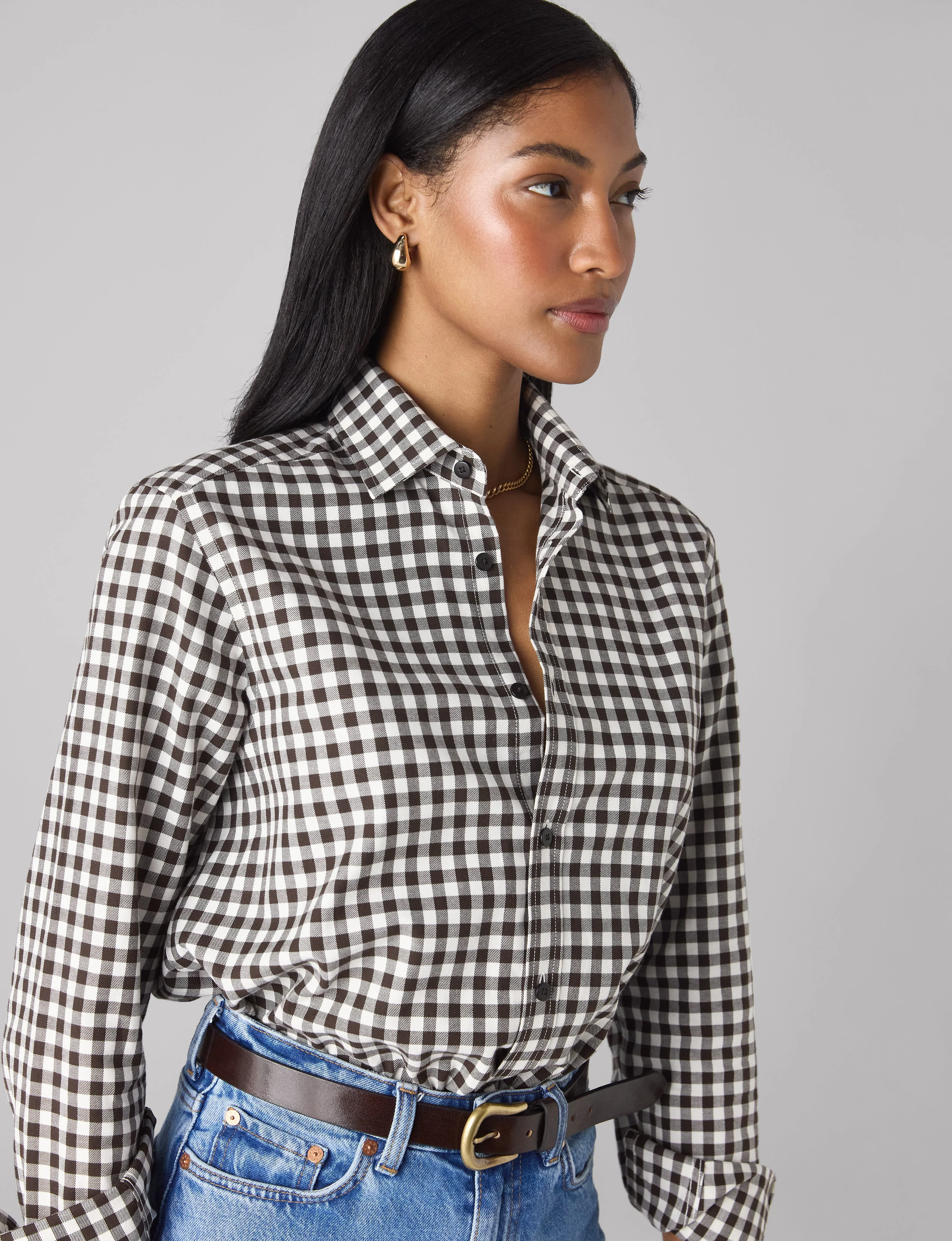 The Classic: Fine Brushed, Chocolate Gingham - With Nothing Underneath